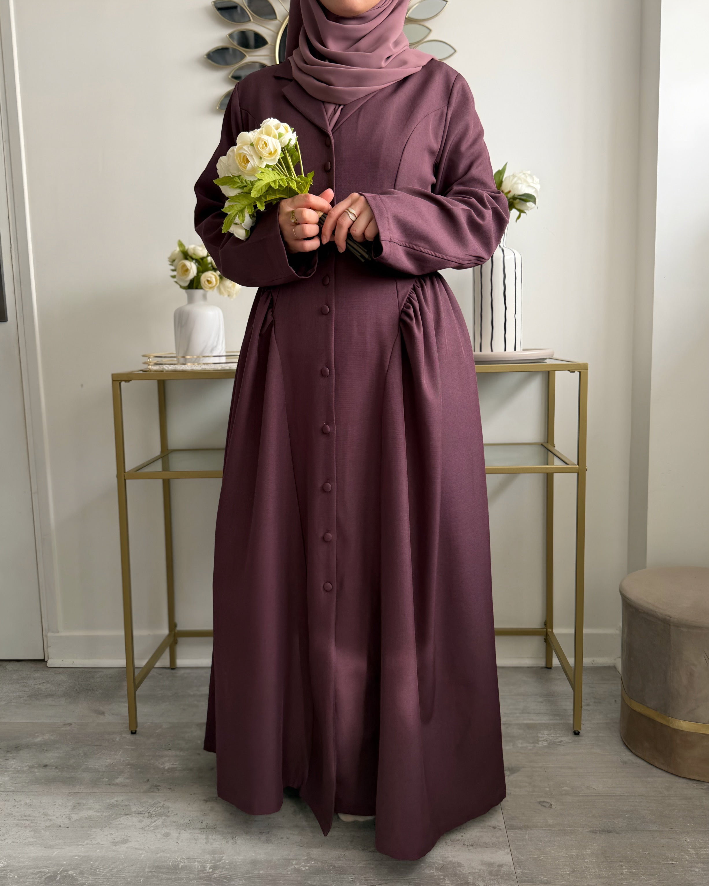 Robe Longue Charme d’Antan Ajustable Prune – Modest Fashion