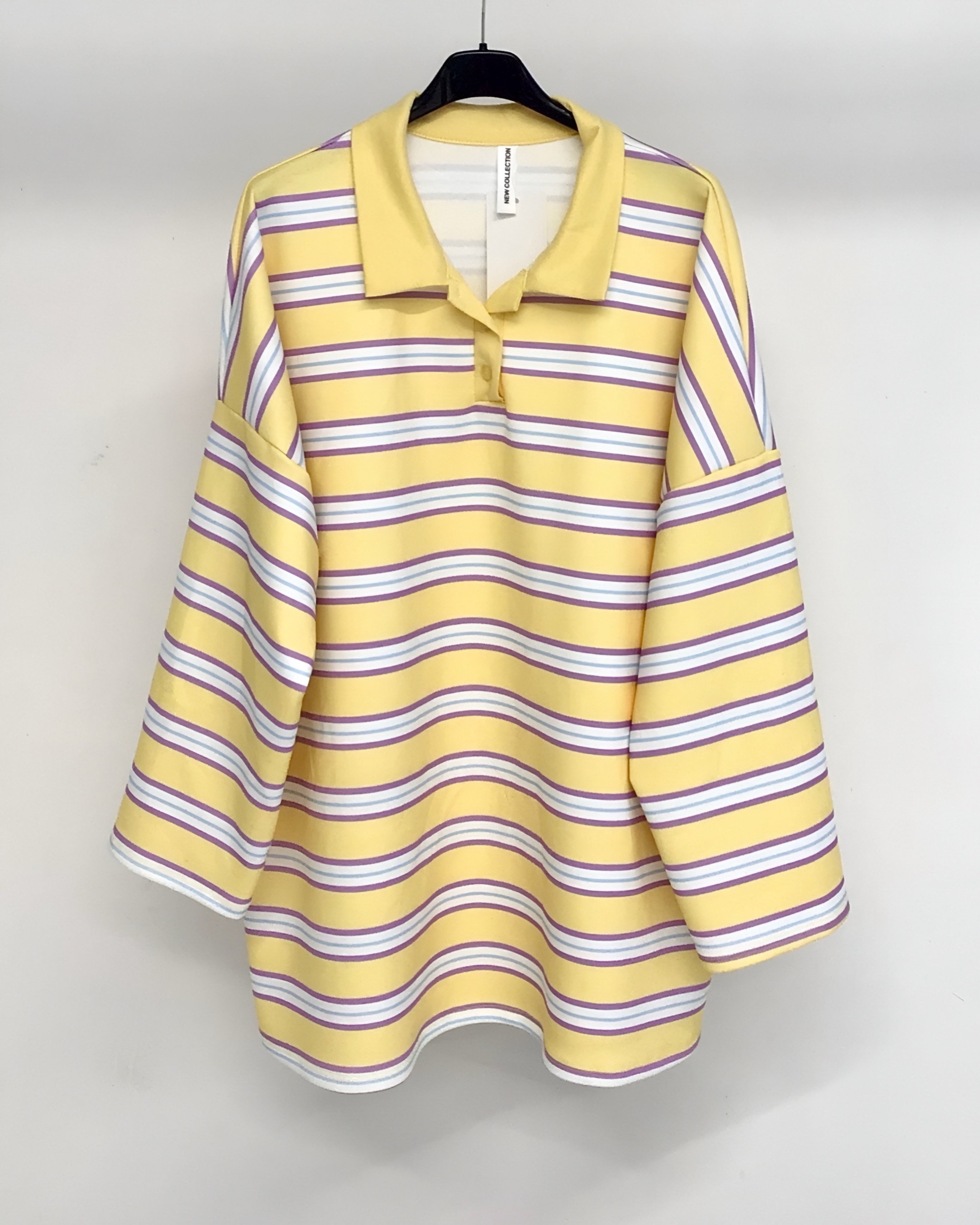 Polo manches longues rayé – Coupe oversize