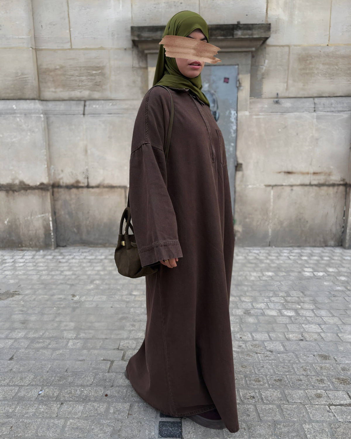Abaya en jean zippée 100 % coton – Moderne & Tendance
