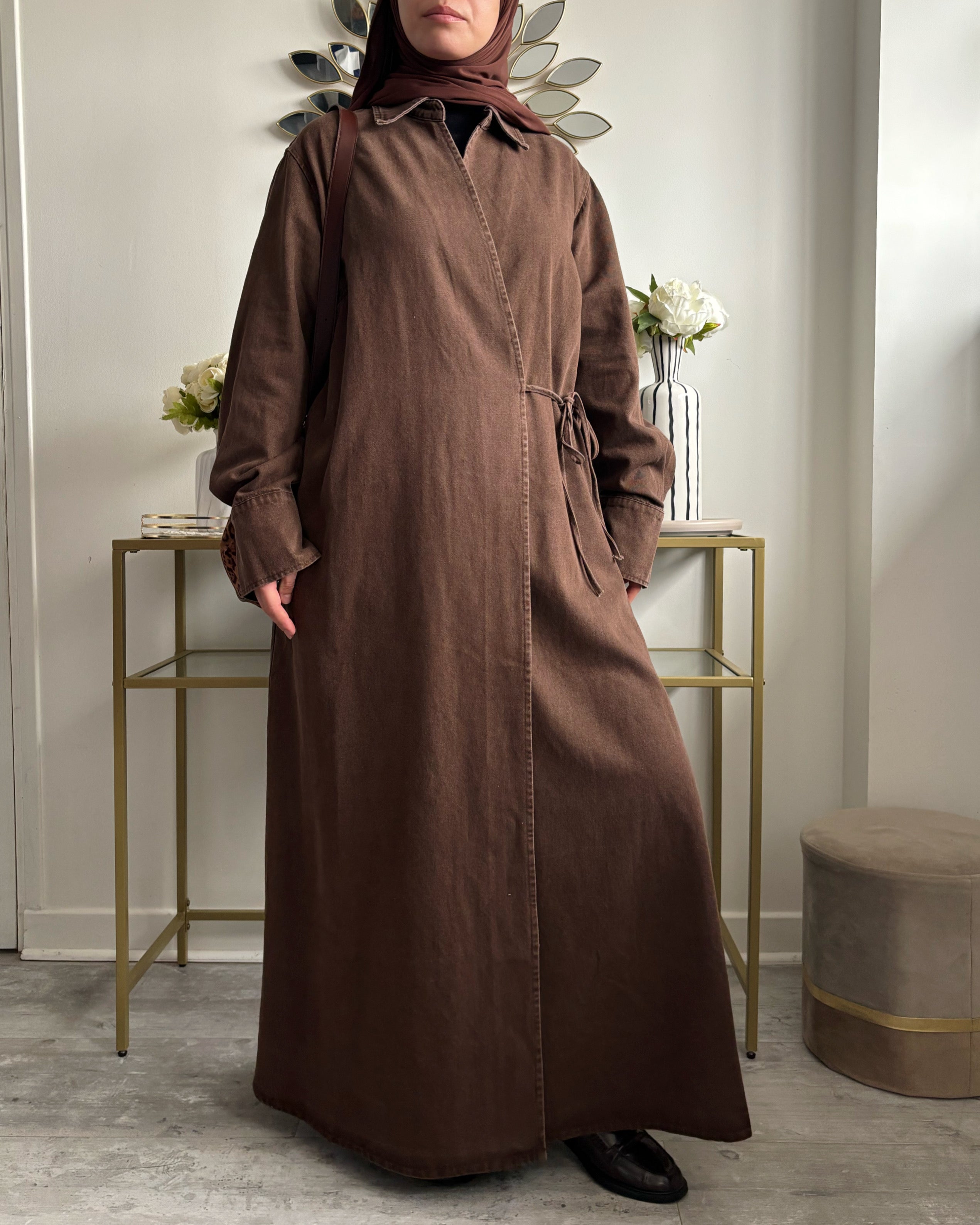 Abaya en jean cache cœur