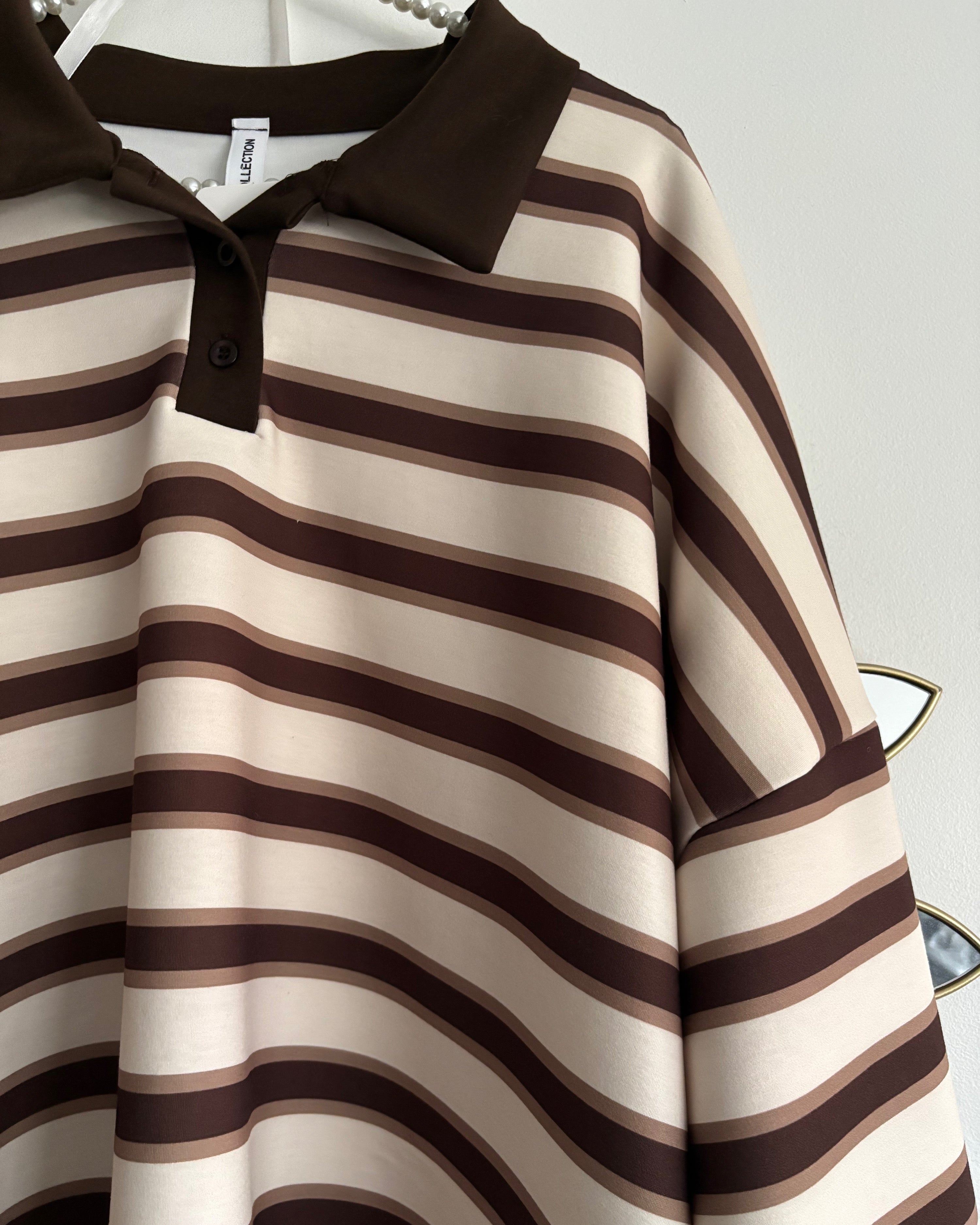 Polo manches longues rayé – Coupe oversize