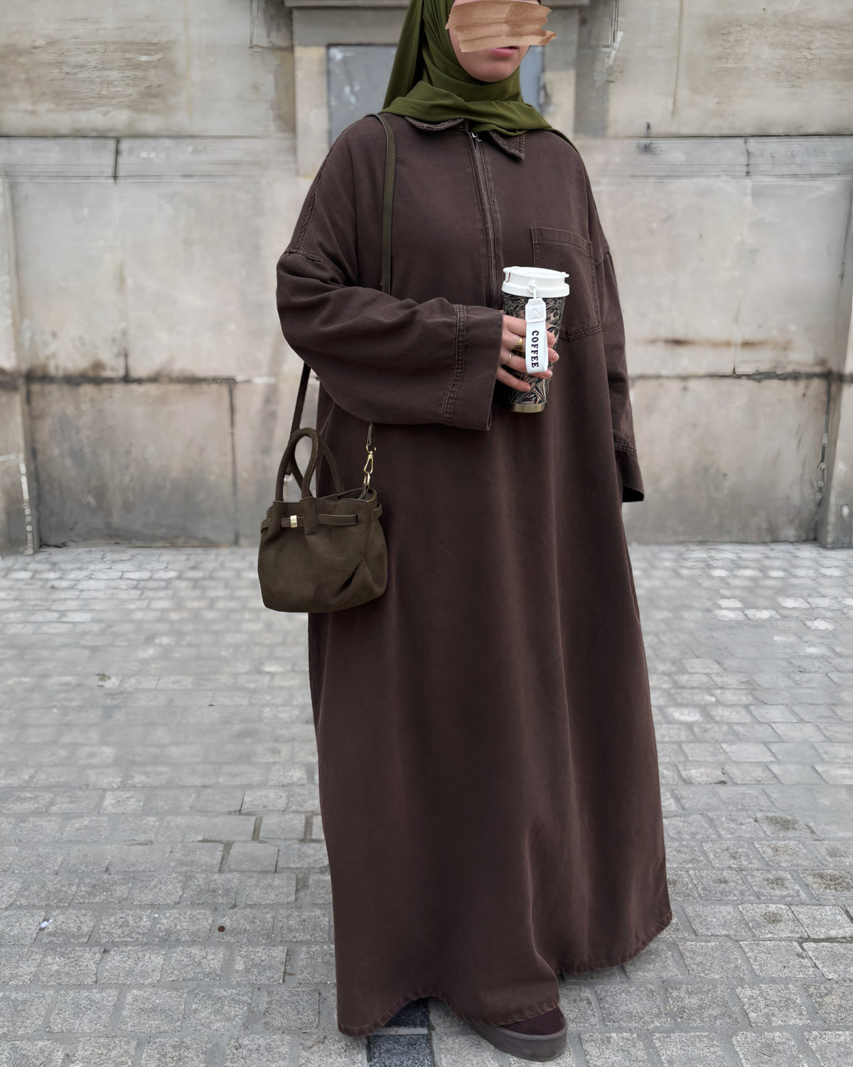 Abaya en jean zippée 100 % coton – Moderne & Tendance