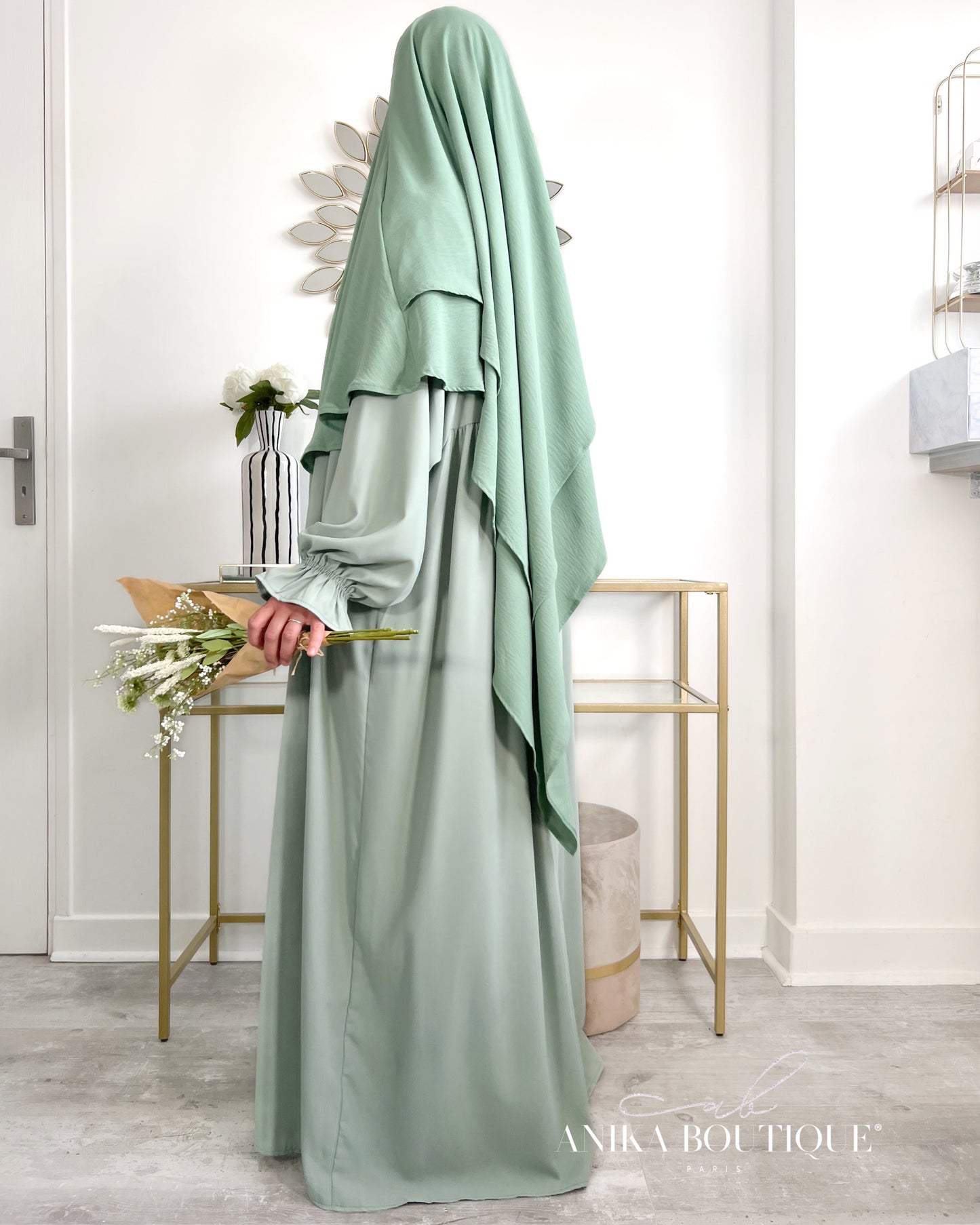 Khimar jazz deux voiles vert menthe