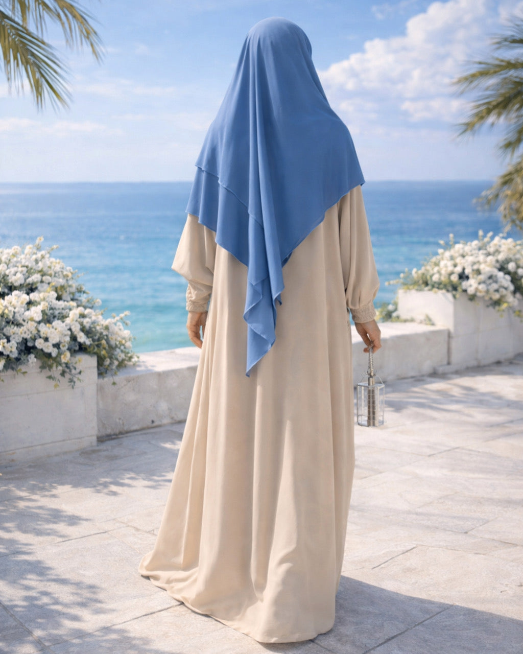 Khimar moyen 2 voiles bi-matière