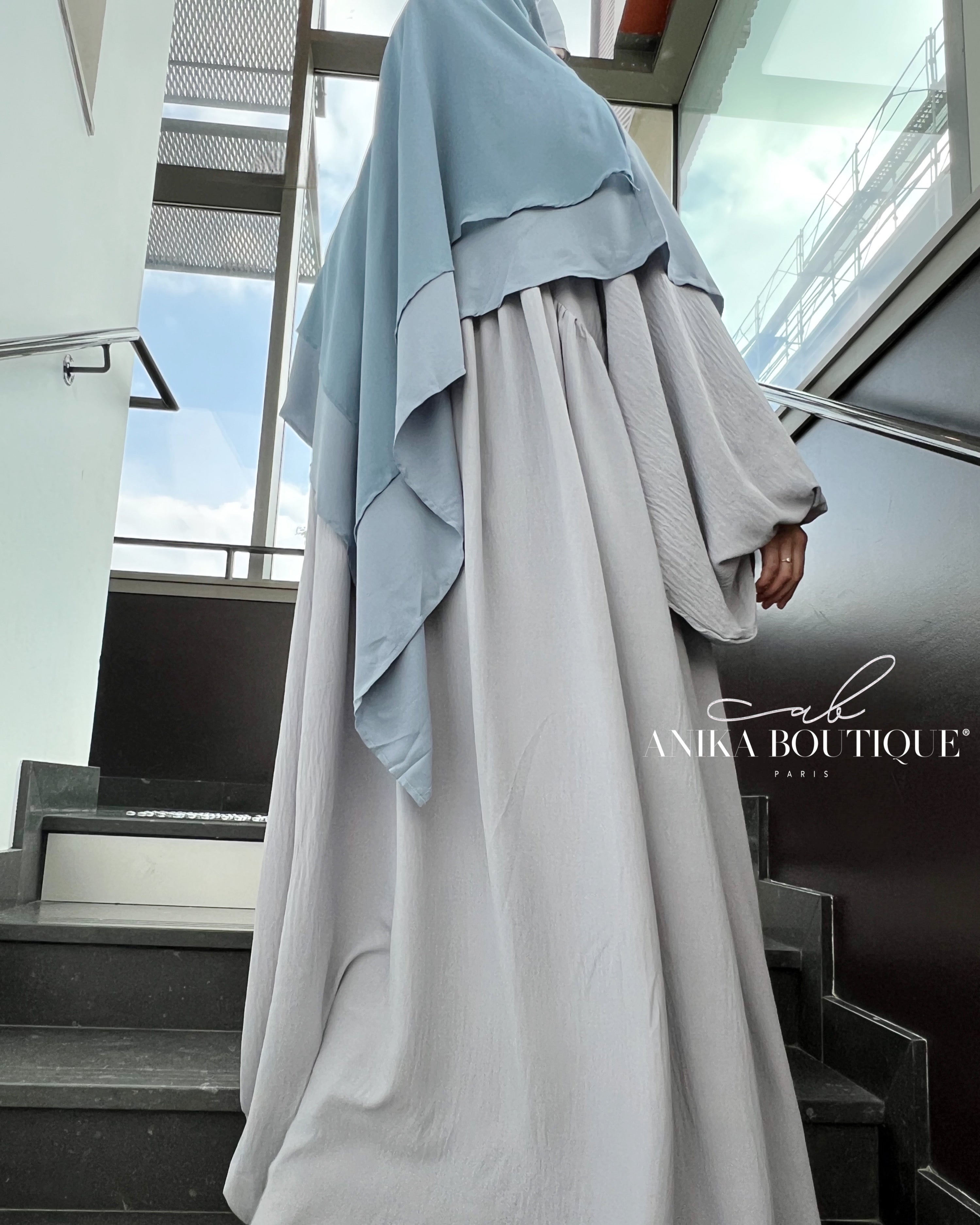 Khimar moyen 2 voiles bi-matière