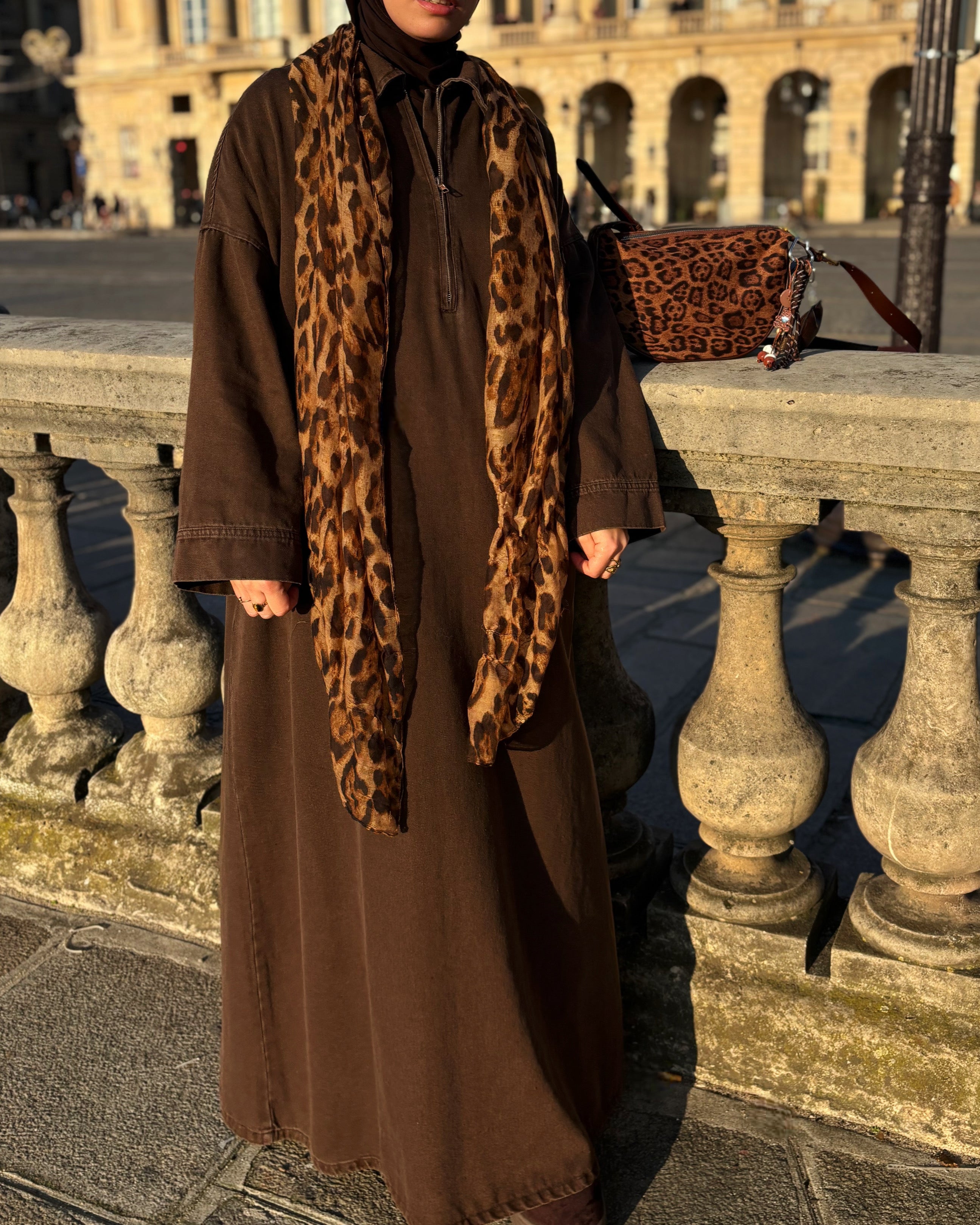 Abaya en jean zippée 100 % coton – Moderne & Tendance