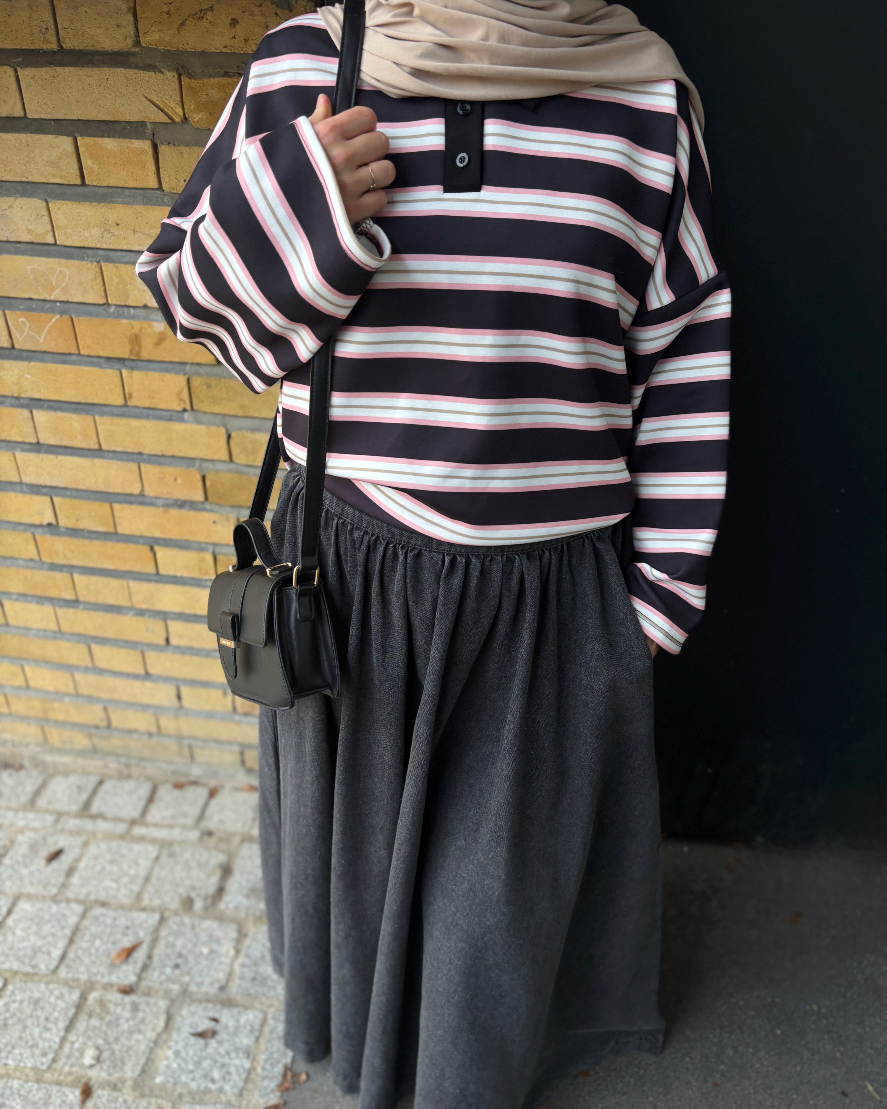 Polo manches longues rayé – Coupe oversize