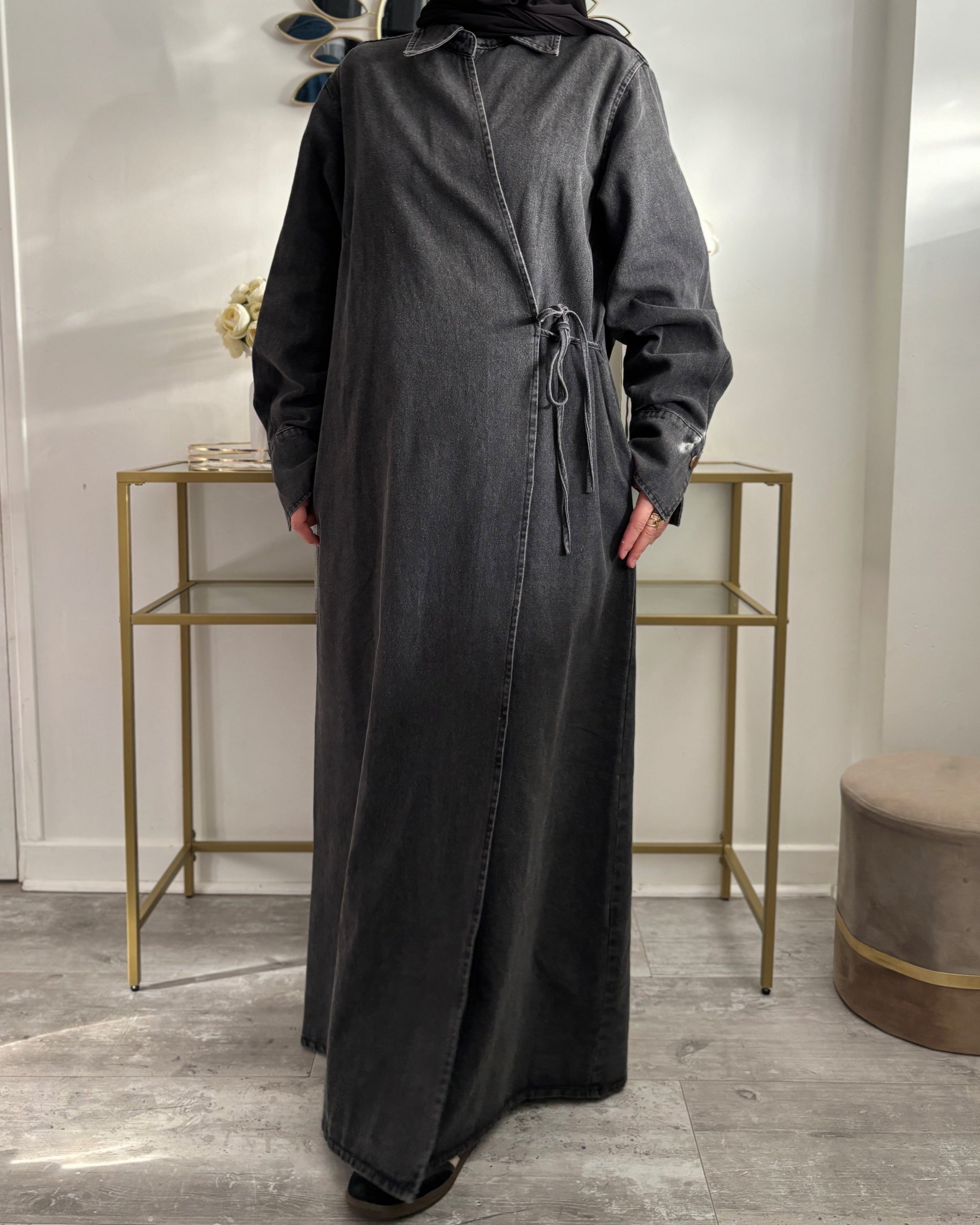 Abaya en jean cache cœur