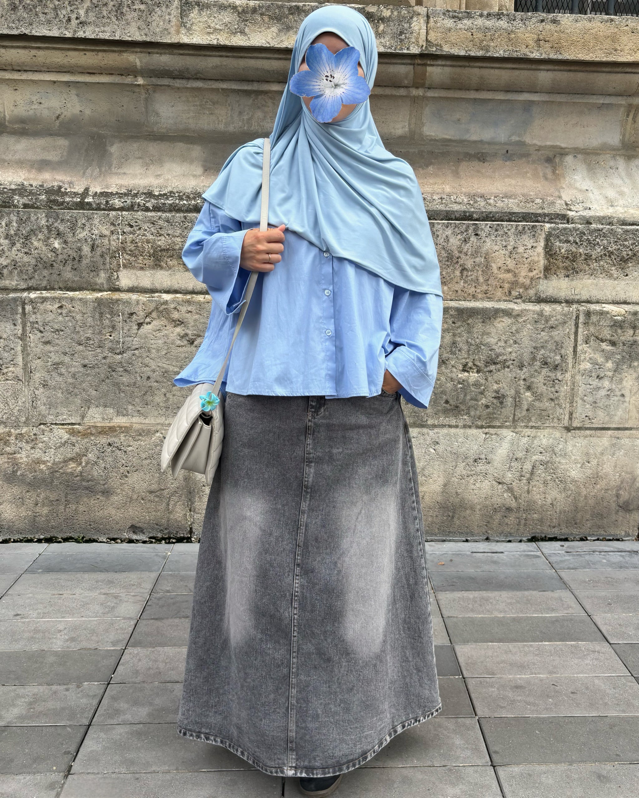 Hijab Jupe Longue En Jean Jupe Longue Portefeuille Gina Jean Brut