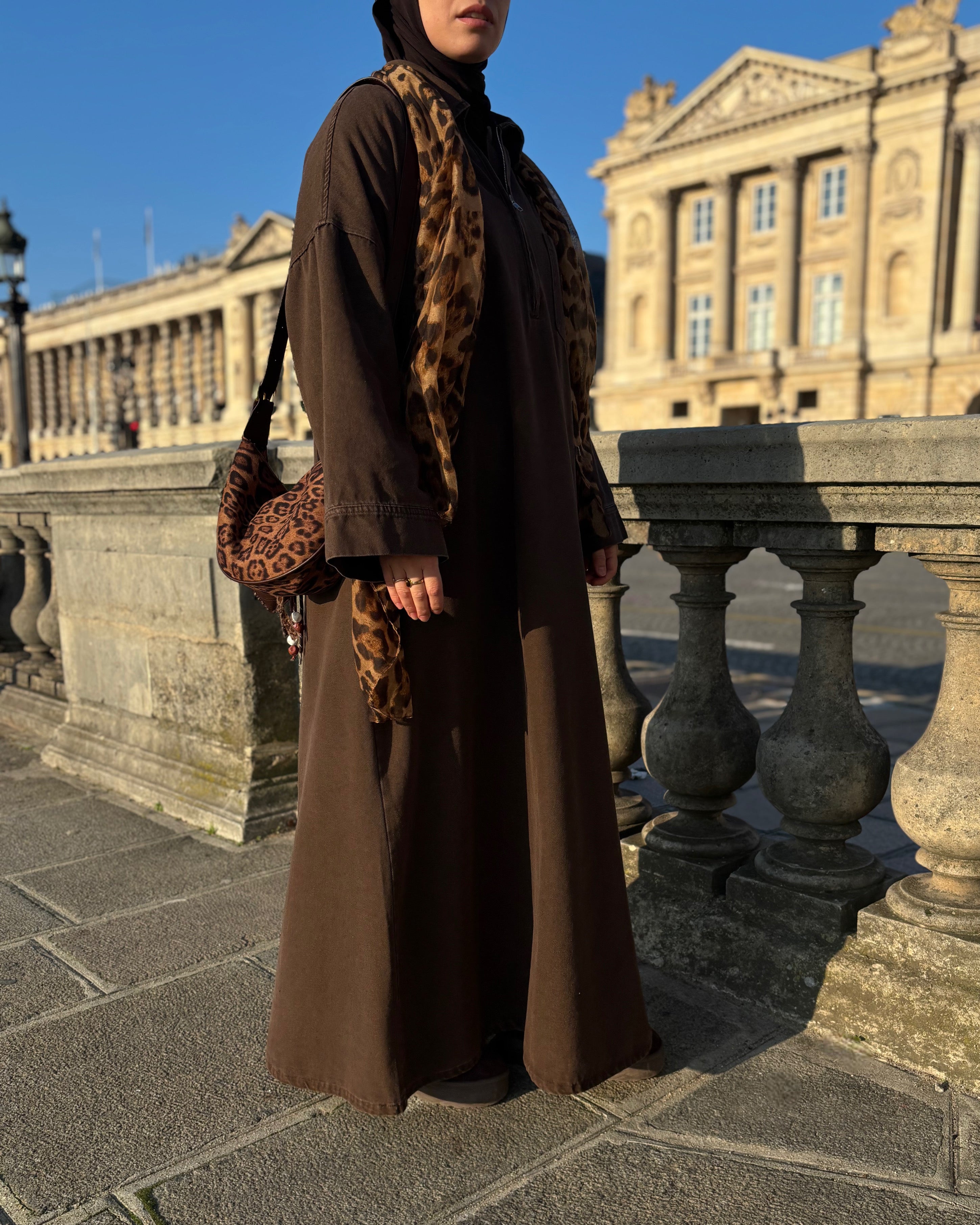 Abaya en jean zippée 100 % coton – Moderne & Tendance