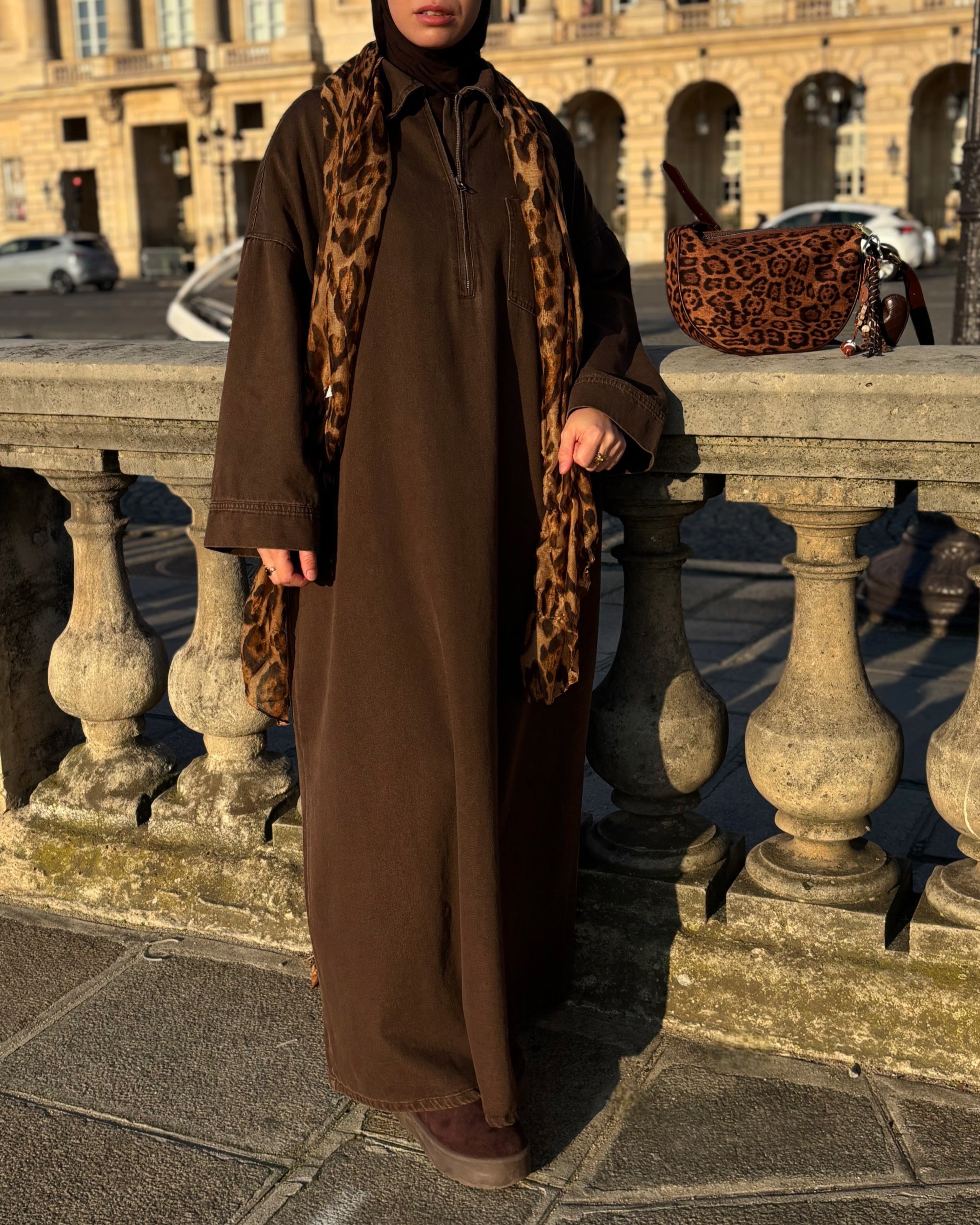 Abaya en jean zippée 100 % coton – Moderne & Tendance