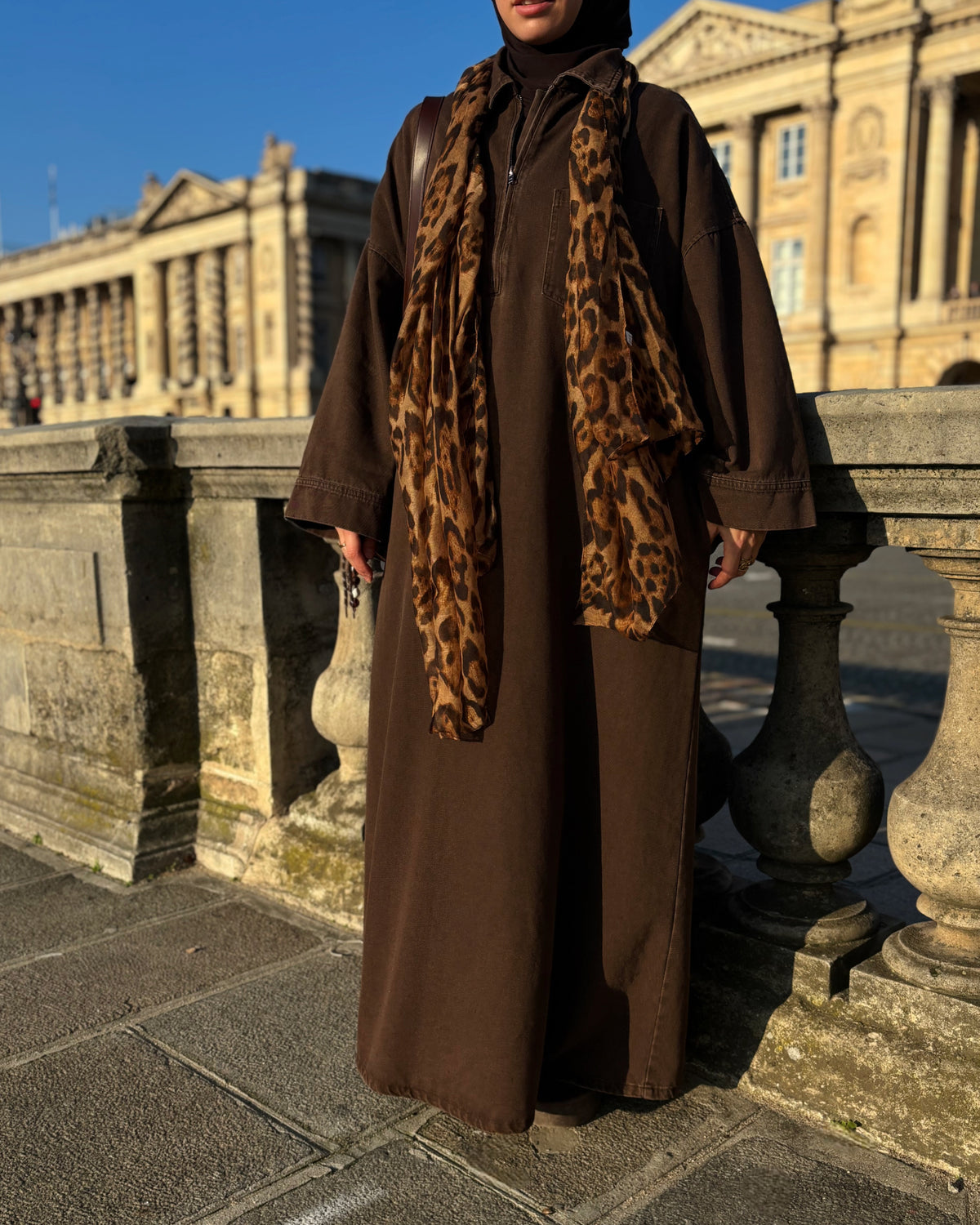 Abaya en jean zippée 100 % coton – Moderne & Tendance
