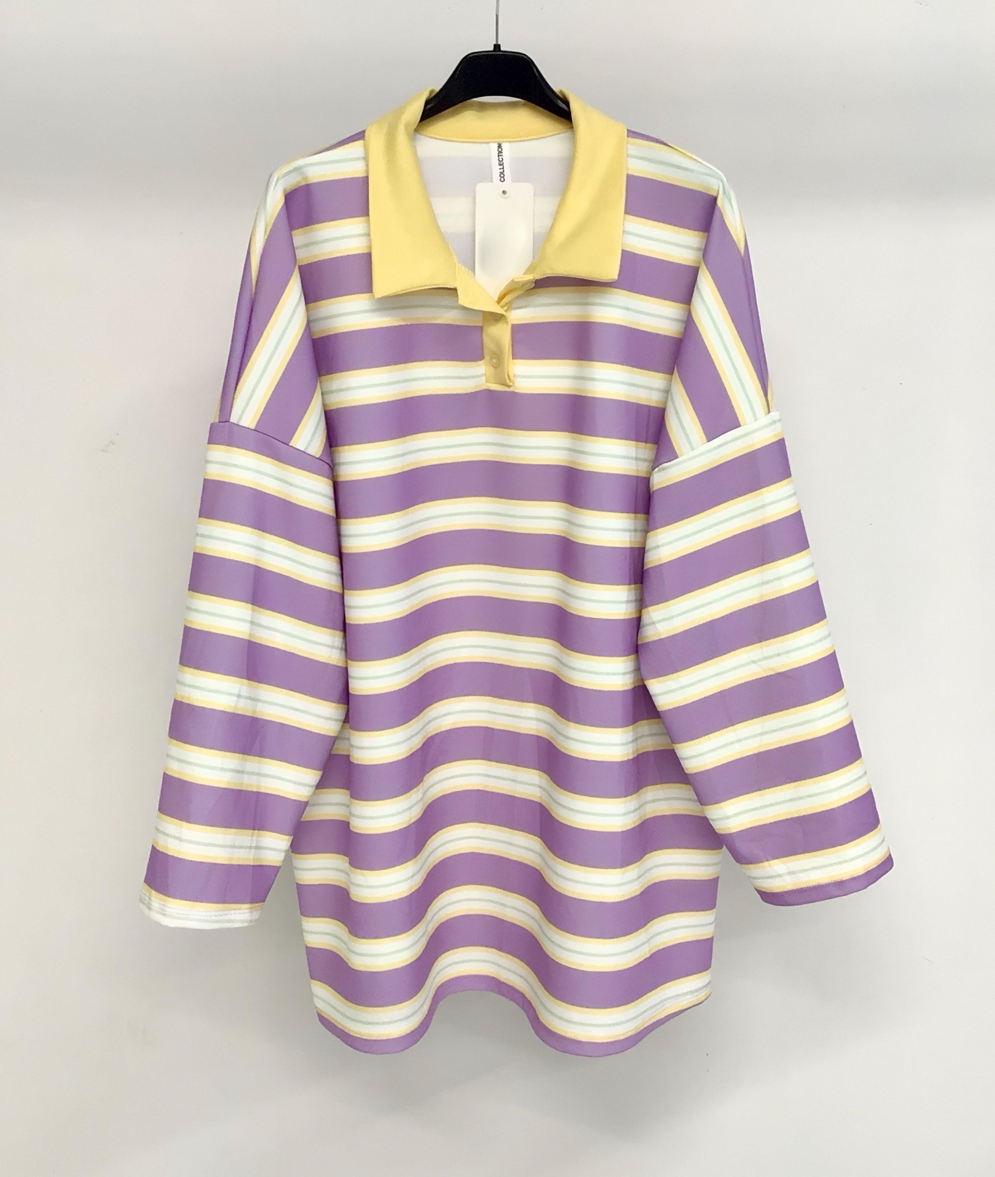 Polo manches longues rayé – Coupe oversize