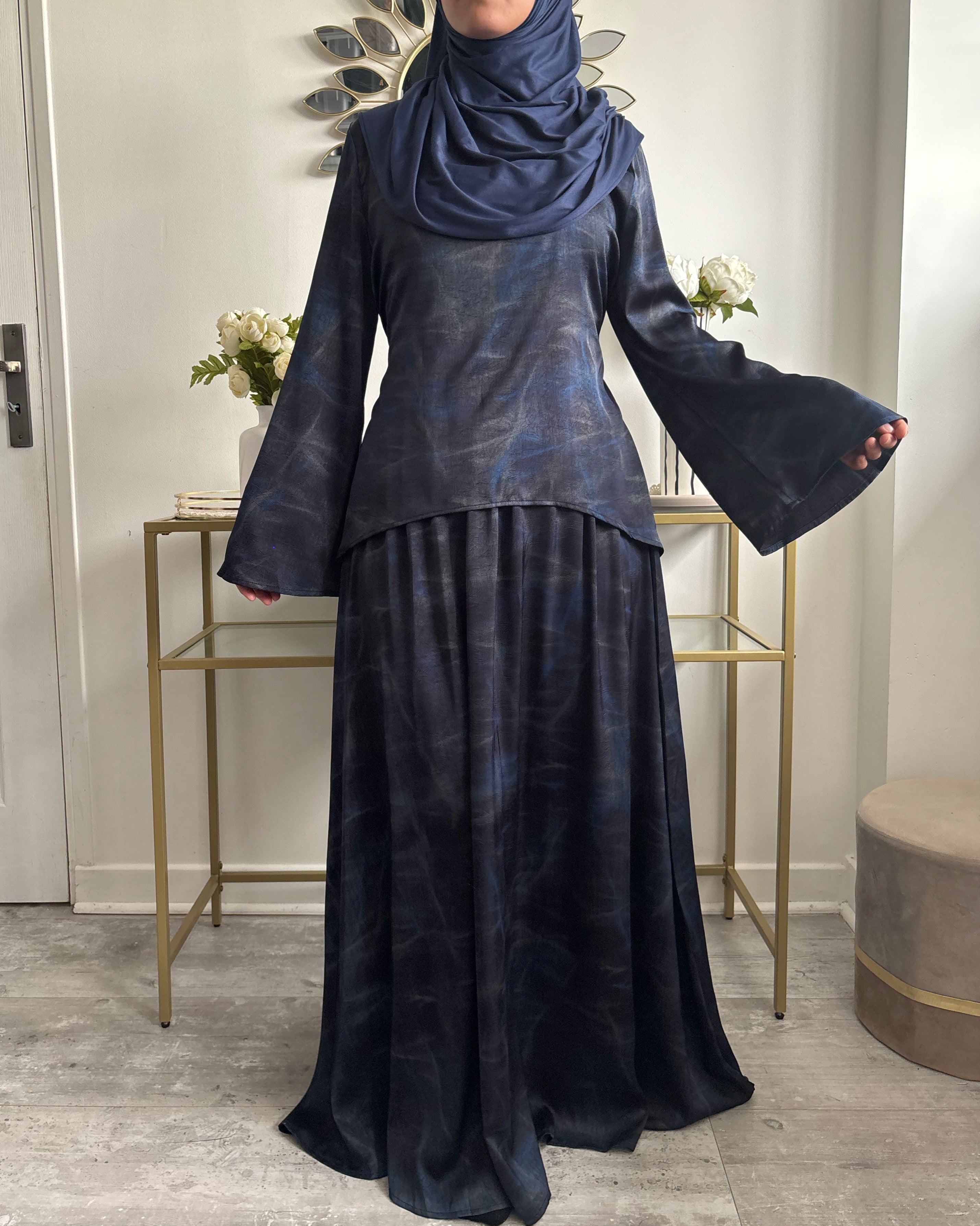Ensemble Modest Fashion Femme Musulmane – Tunique Évasée & Jupe Longue Fluide