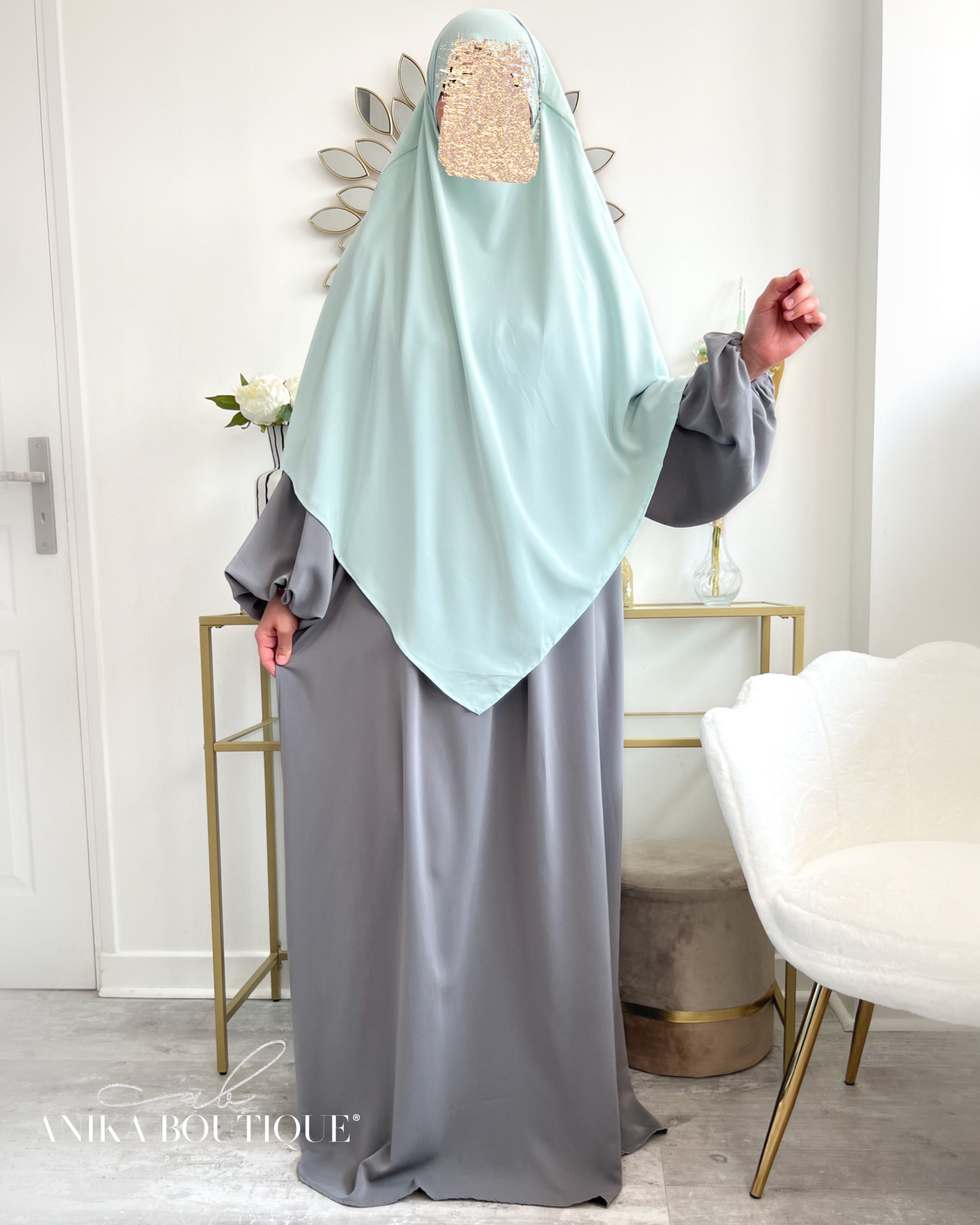 Khimar moyen 2 voiles bi-matière