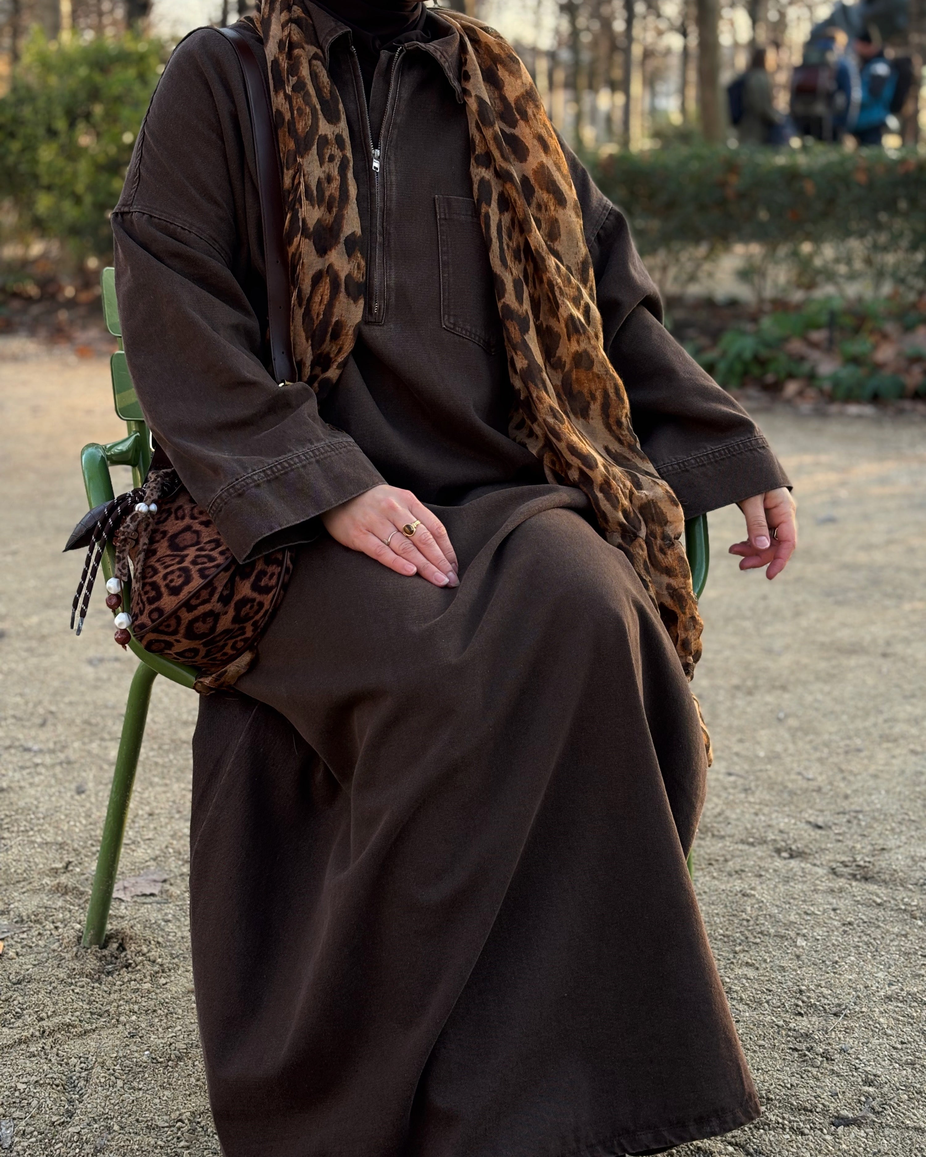 Abaya en jean zippée 100 % coton – Moderne & Tendance