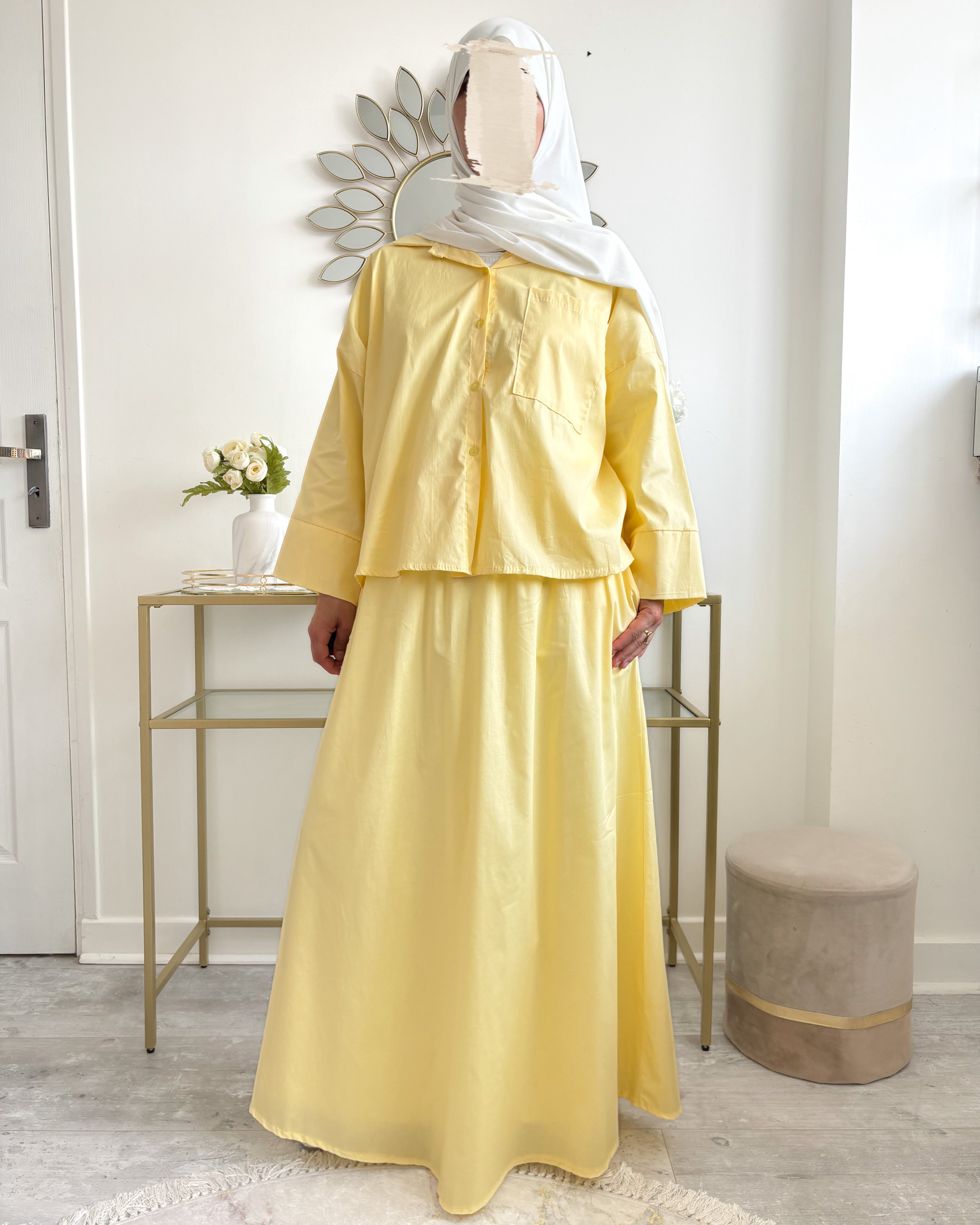 Ensemble jaune tissu COTON fluide idéal pour l'été