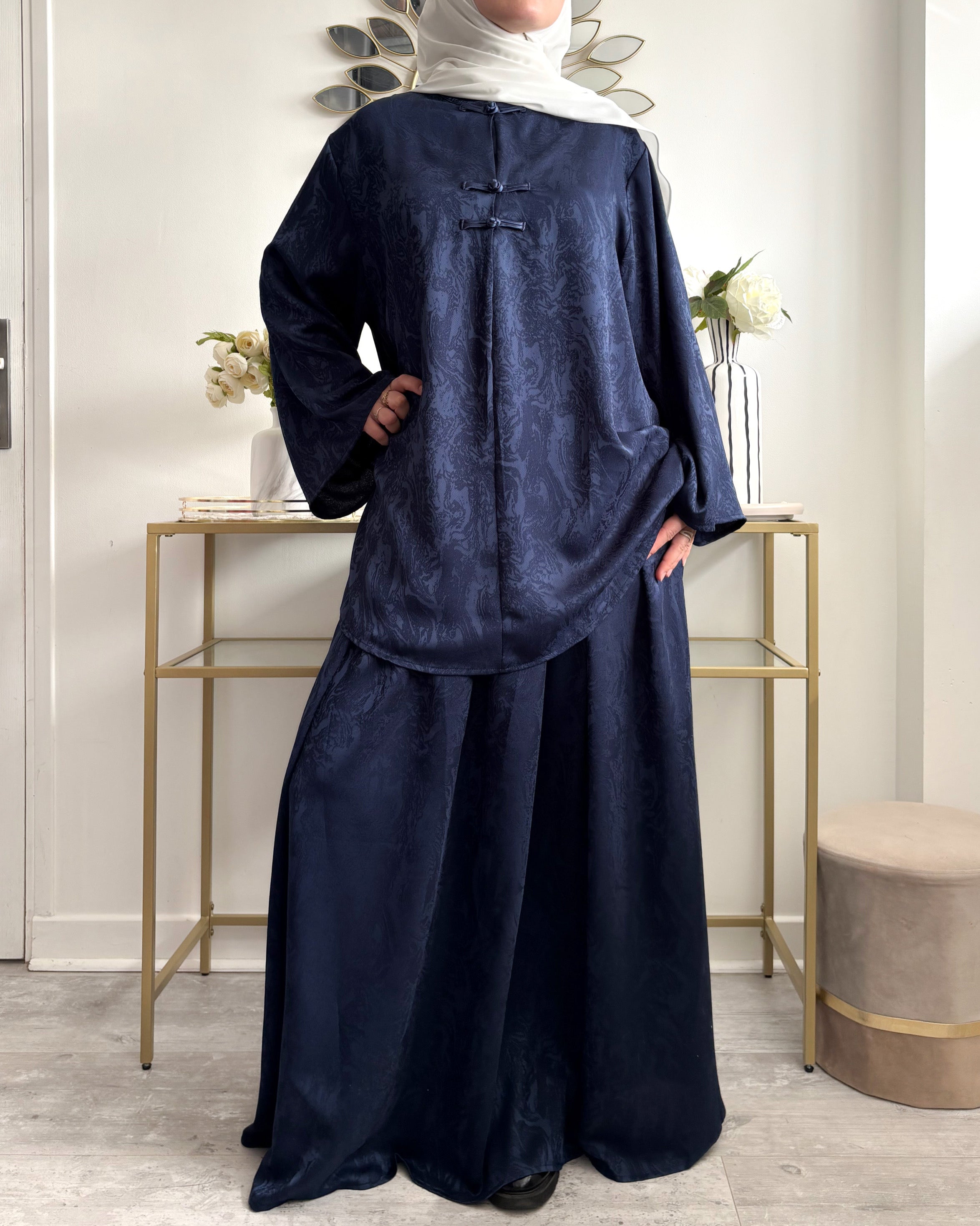 ensemble jupe longue fluide avec poches femme musulmane