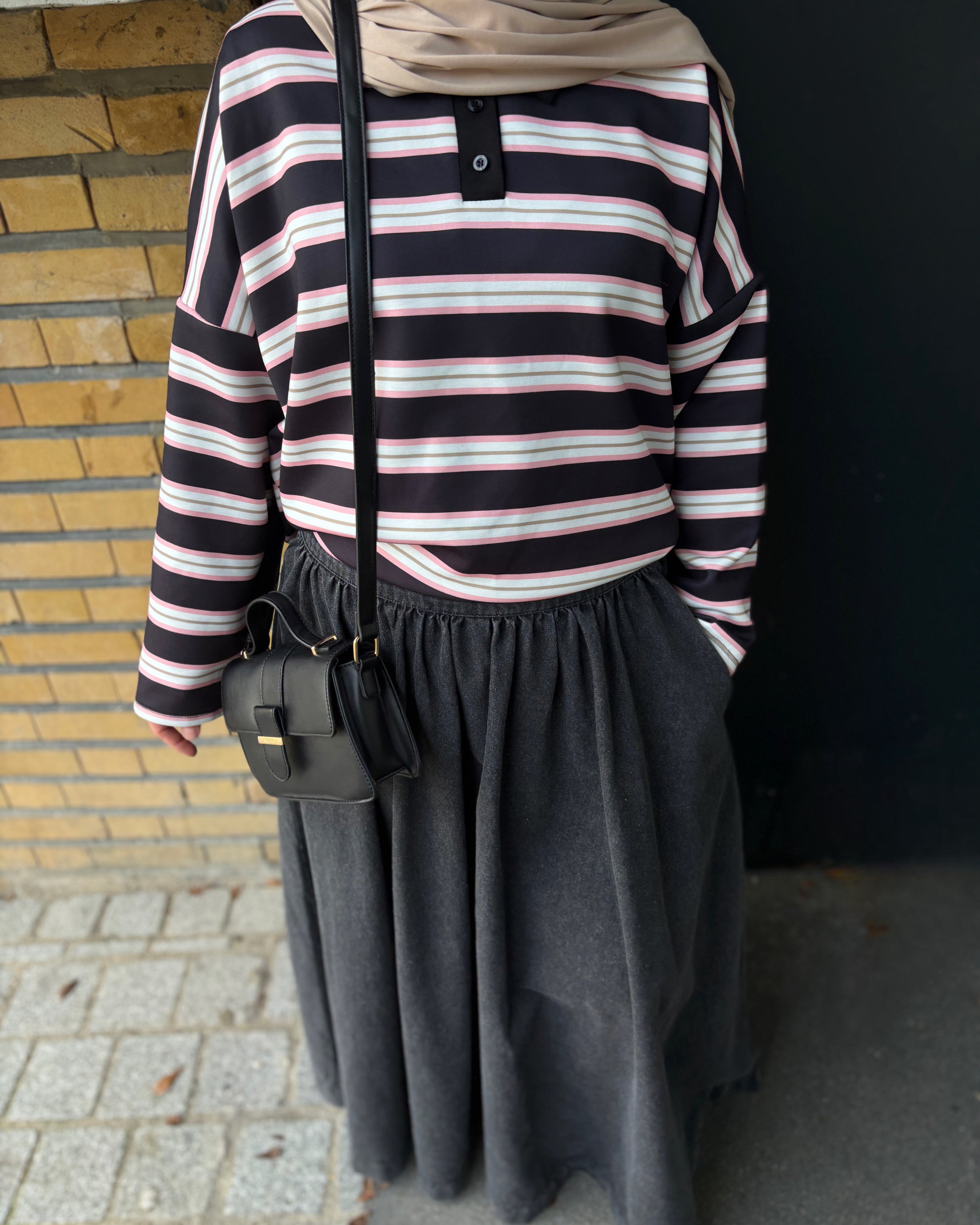 Polo manches longues rayé – Coupe oversize