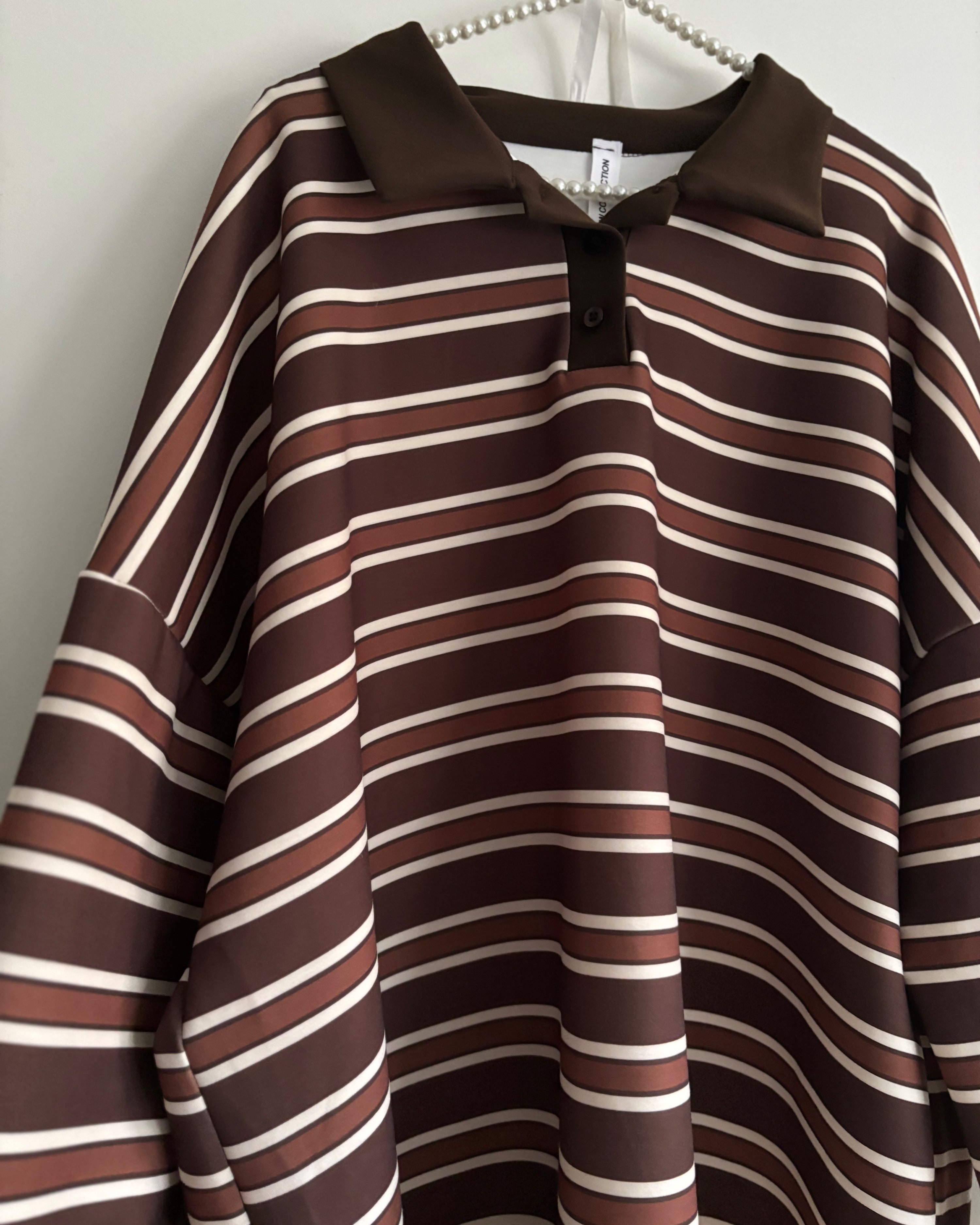 Polo manches longues rayé – Coupe oversize