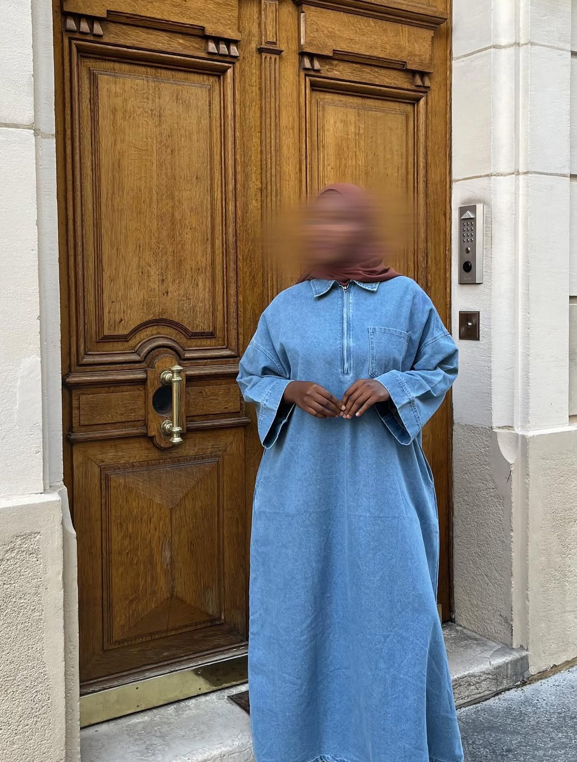 Abaya en jean zippée 100 % coton – Moderne & Tendance