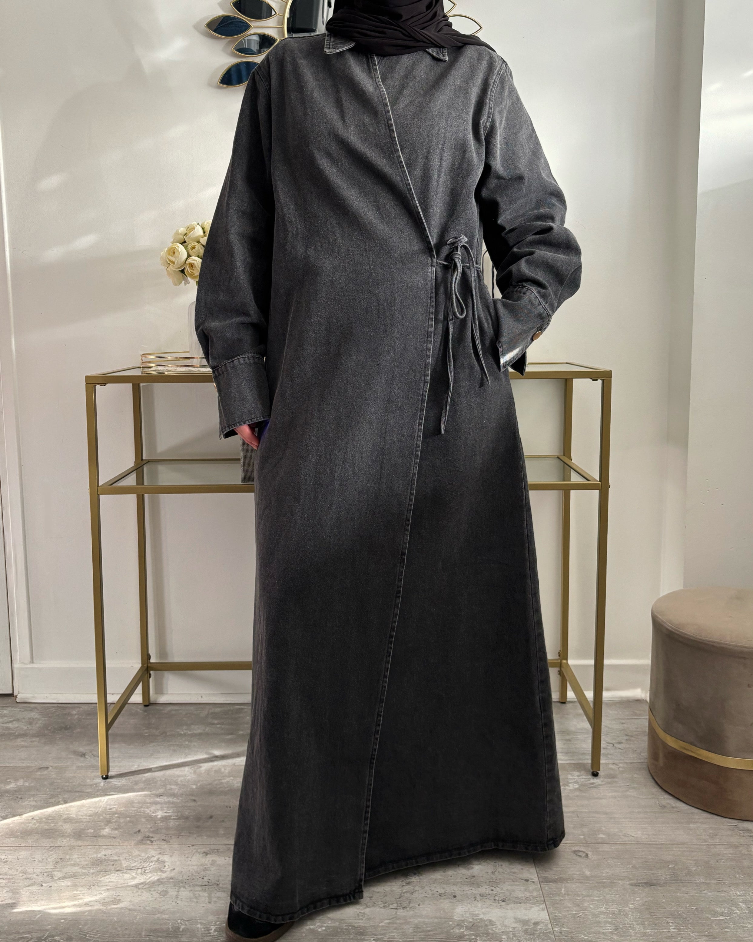 Abaya en jean cache cœur