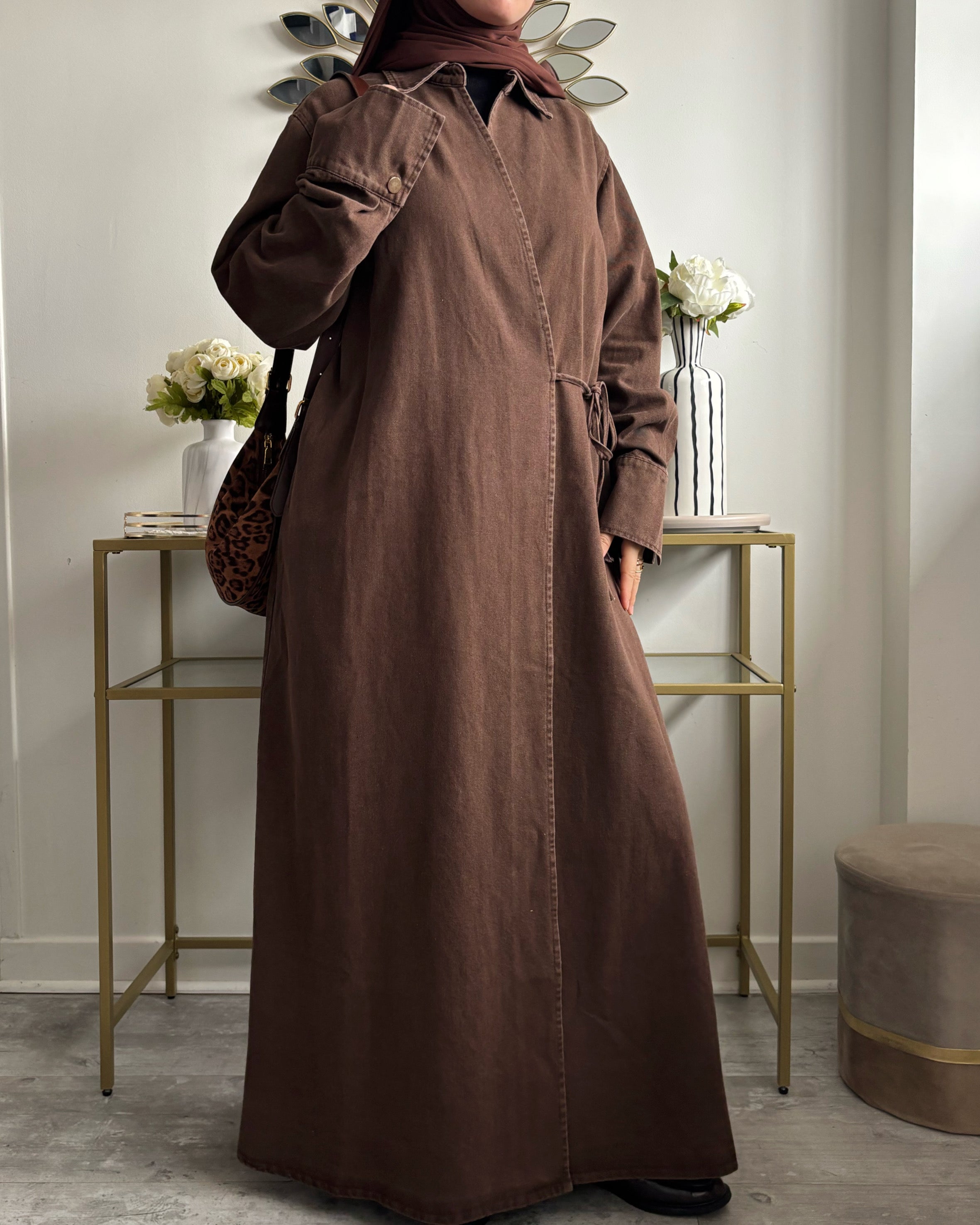 Abaya en jean cache cœur