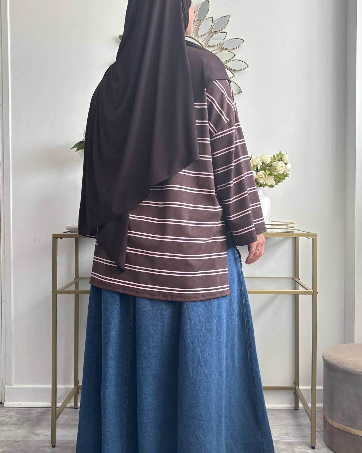 T-shirt Oversize Rayé Long – Modest Fashion