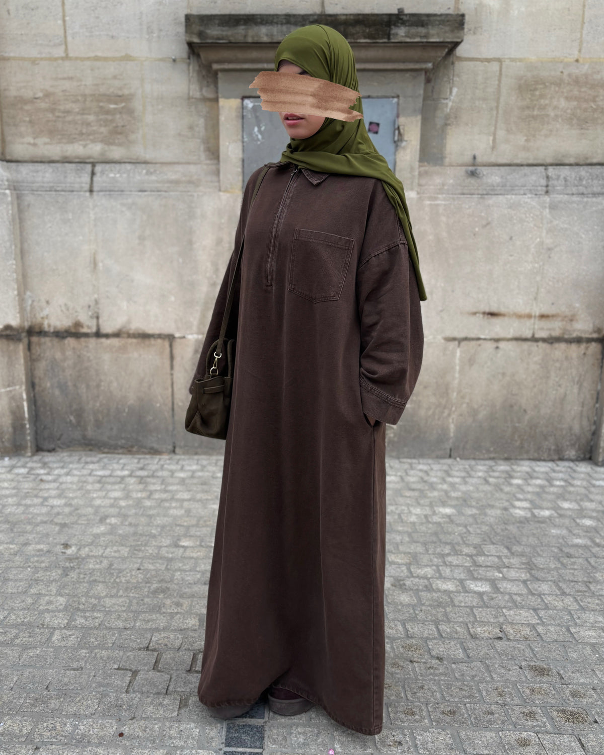 Abaya en jean zippée 100 % coton – Moderne & Tendance