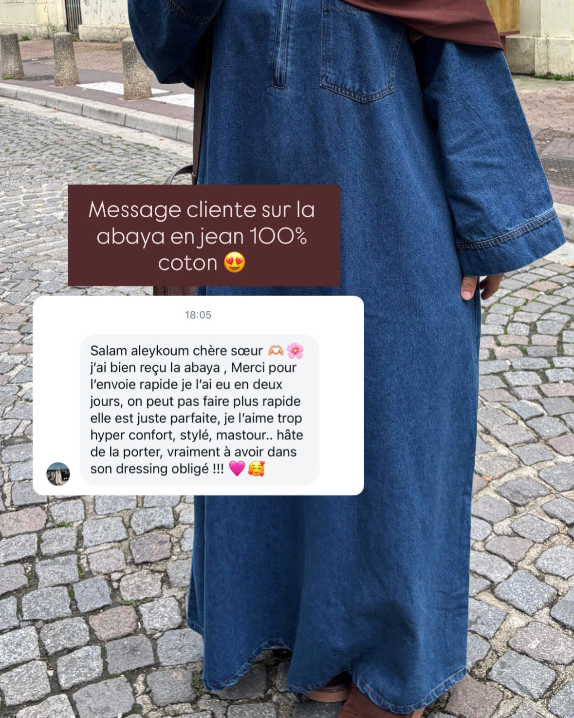 Abaya en jean zippée 100 % coton – Moderne & Tendance