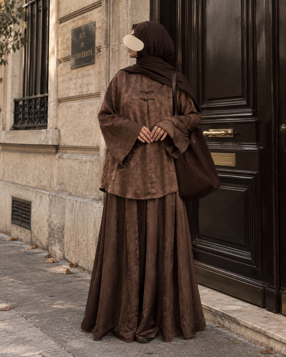 Ensemble Modest Fashion Femme – Tunique Fluide & Jupe Longue Satinée Élégante