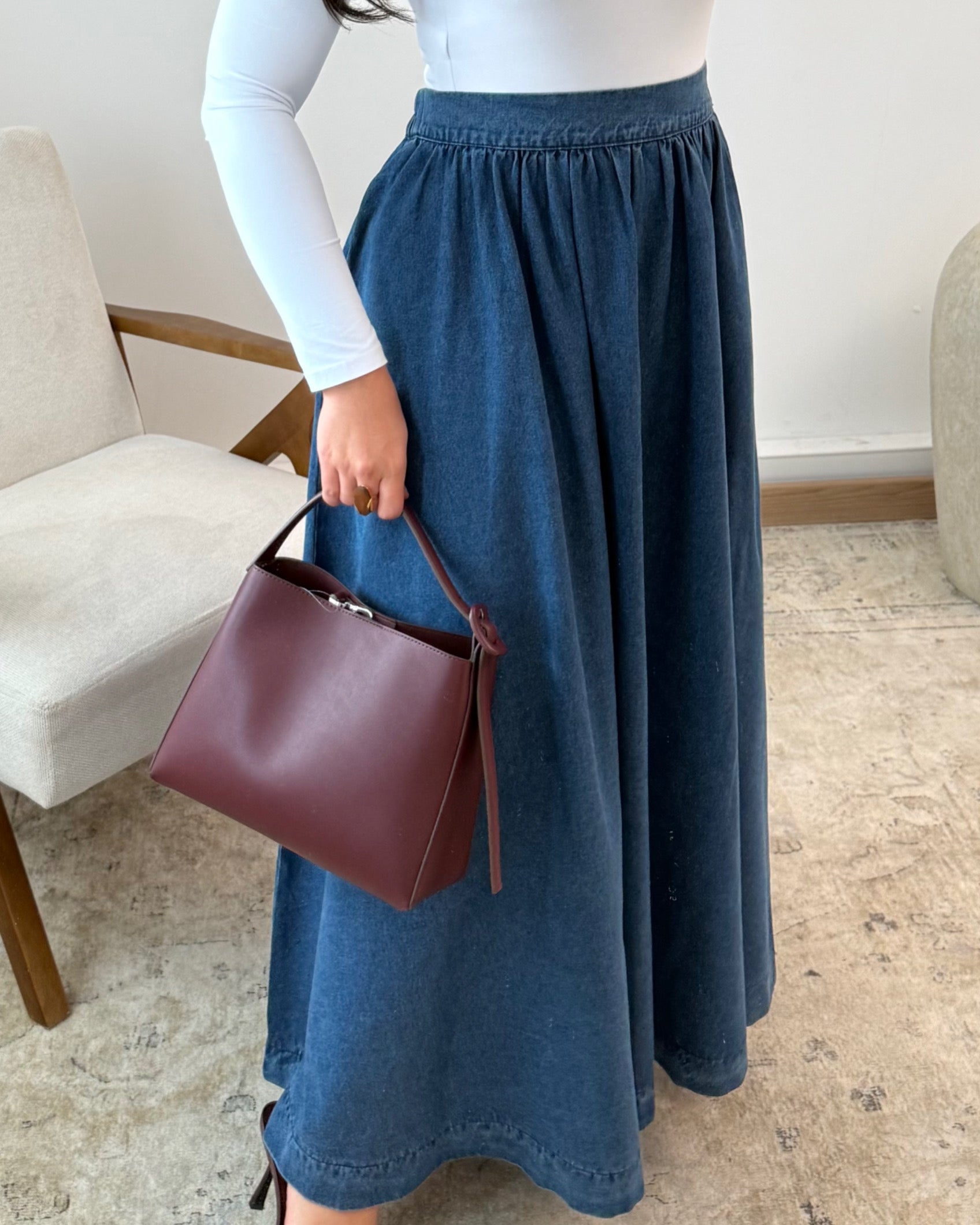 Jupe longue en jean 100% coton – Coupe large