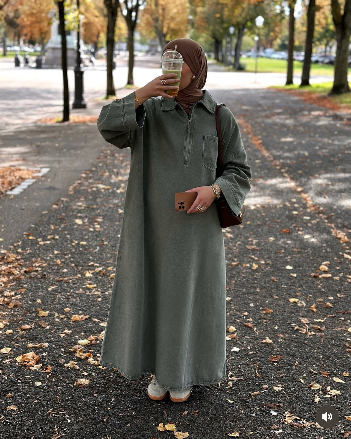 Abaya en jean zippée 100 % coton – Moderne & Tendance