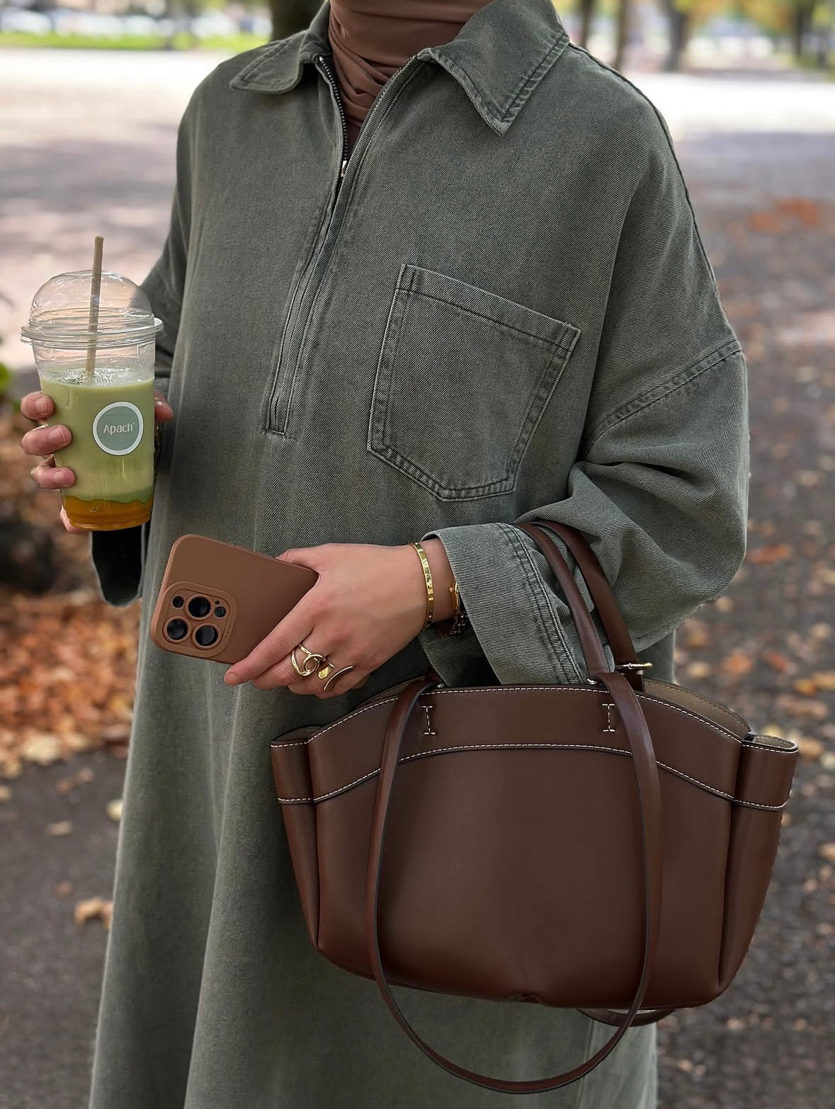 Abaya en jean zippée 100 % coton – Moderne & Tendance