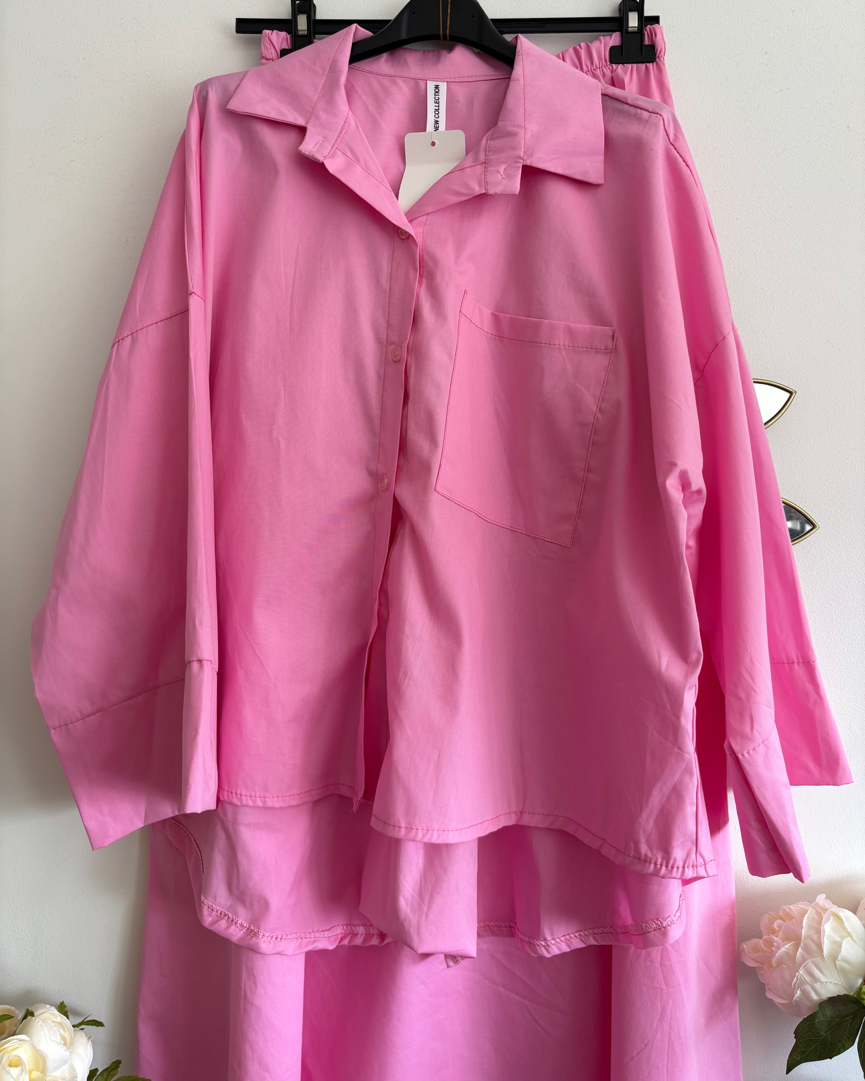 Ensemble Modeste Coton – Jupe Large et Chemise Oversize Asymétrique