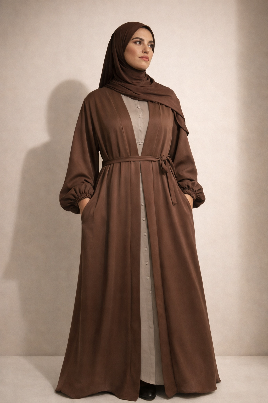 Kimono manches bouffantes – Chocolat