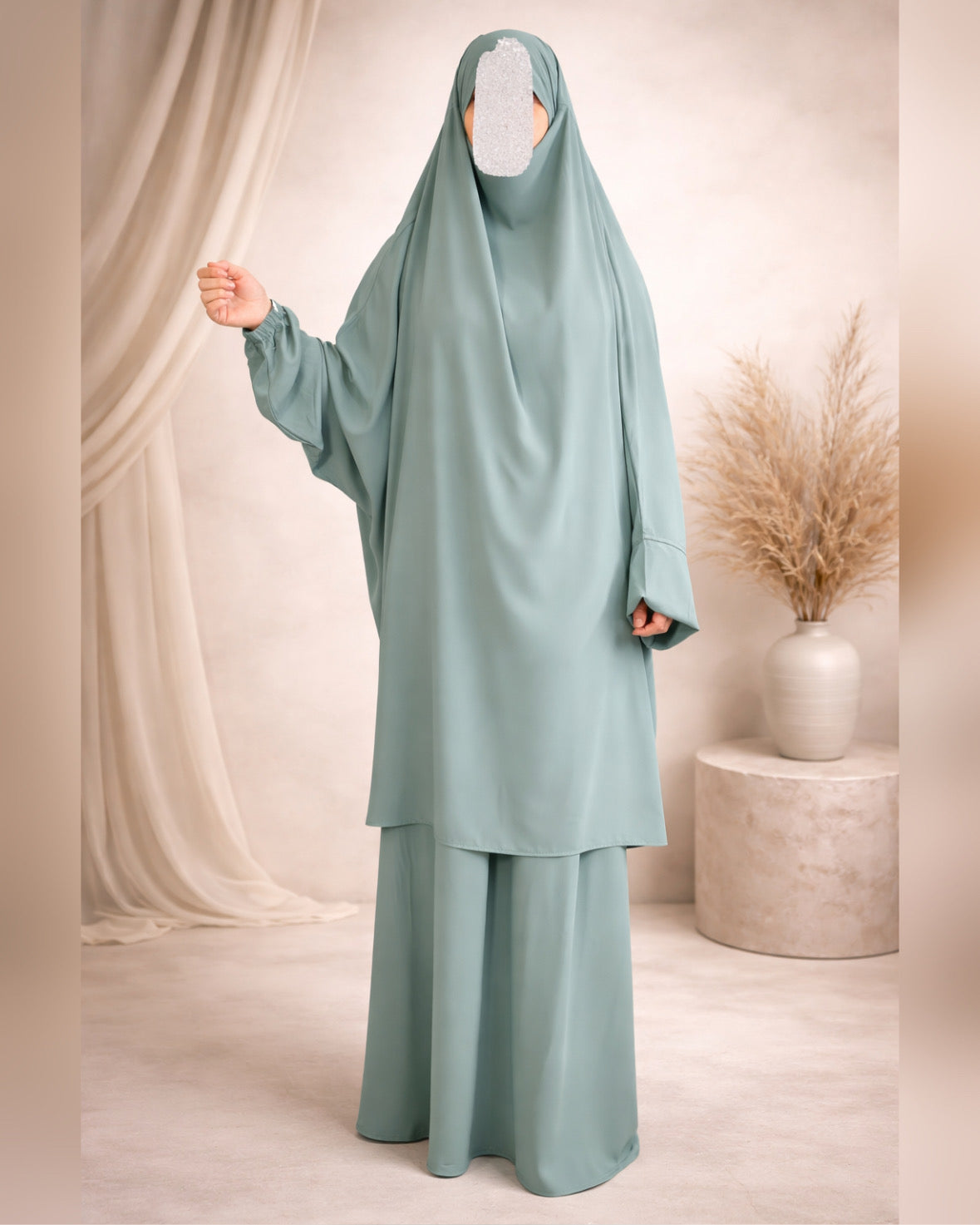 Jilbeb Soie de Médine Fluide – Corail & Émeraude