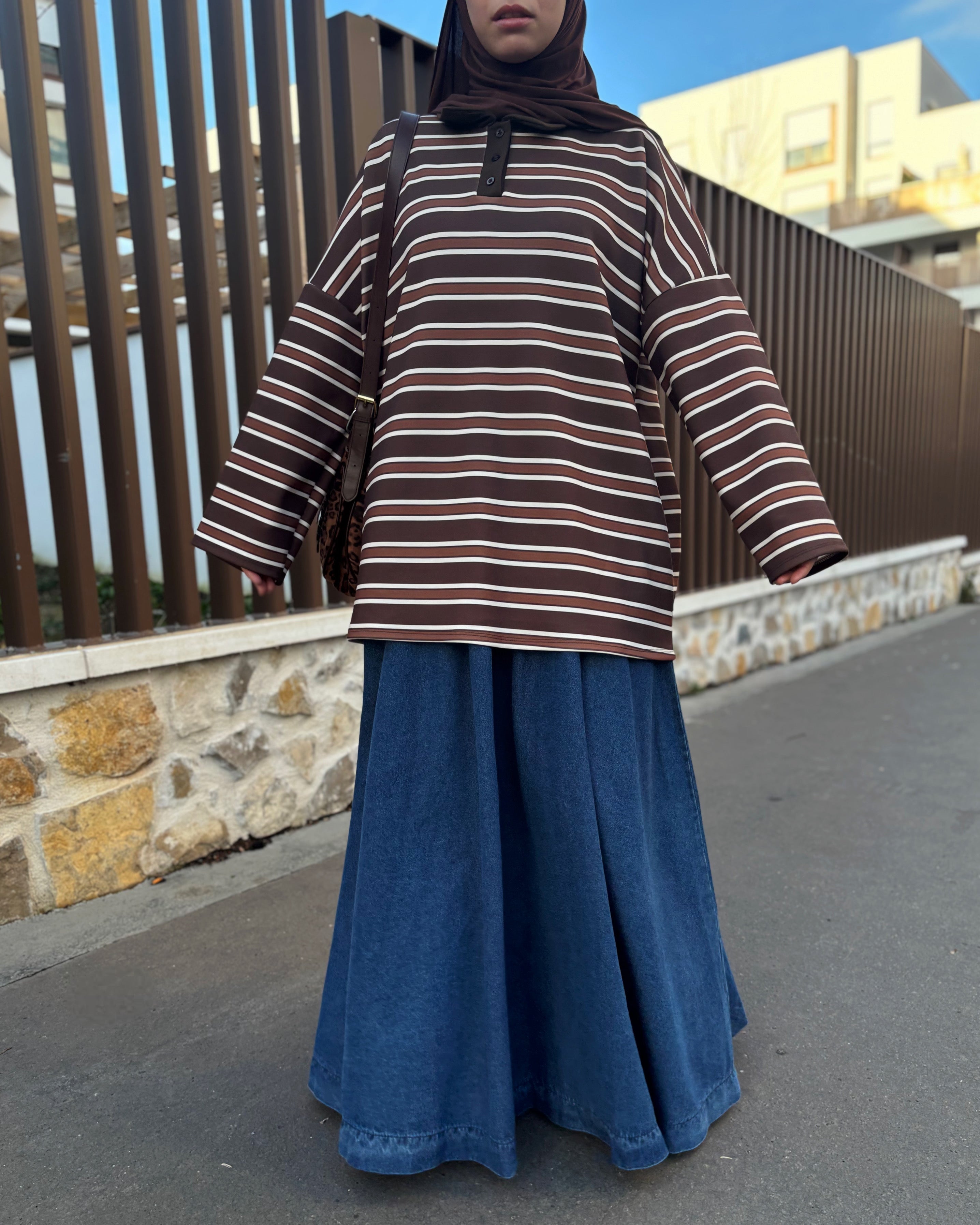 Jupe longue en jean 100% coton – Coupe large