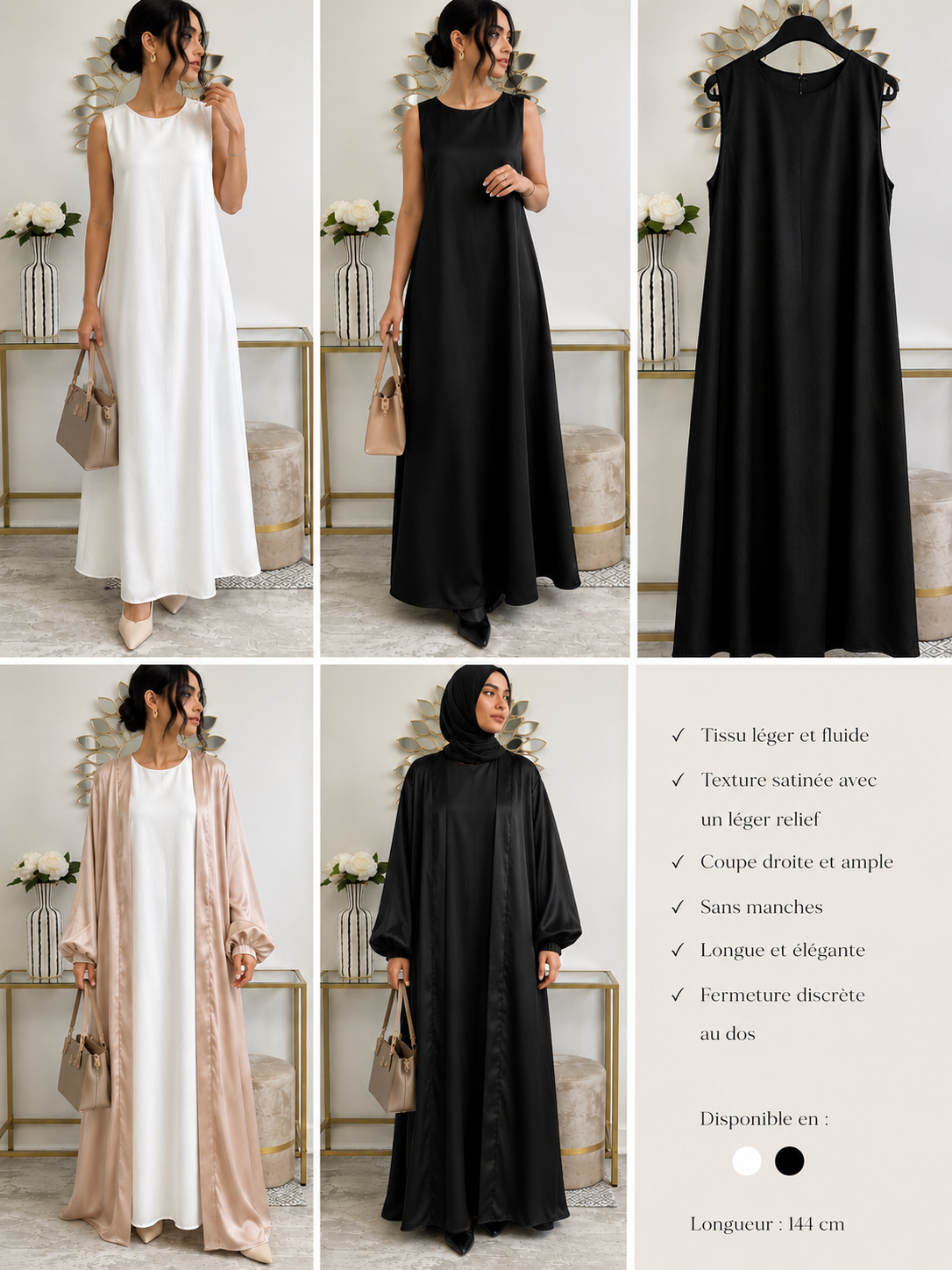 Robe sans manches satiné