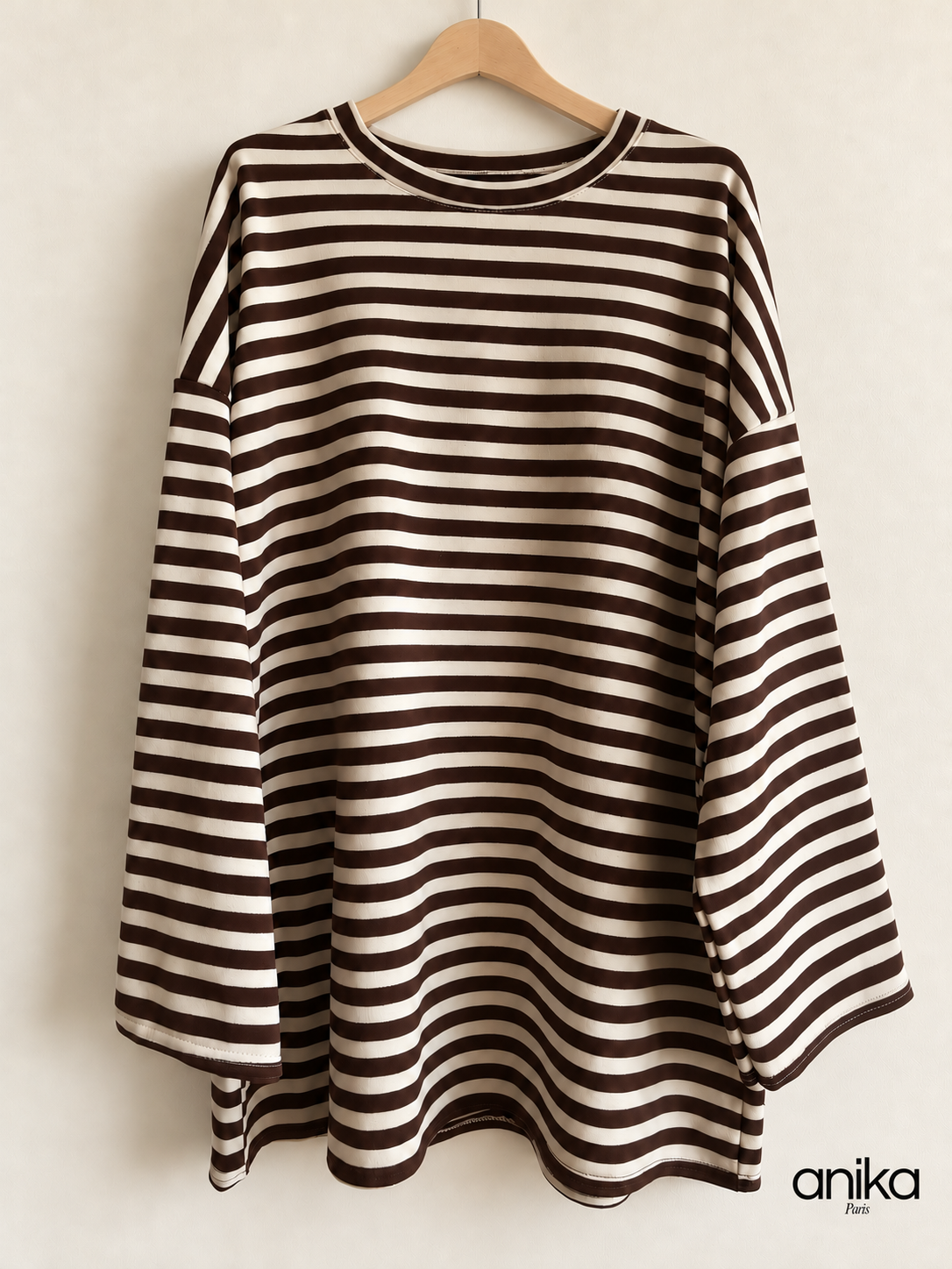 Tee-shirt Oversize Écru & Chocolat – Modest Fashion