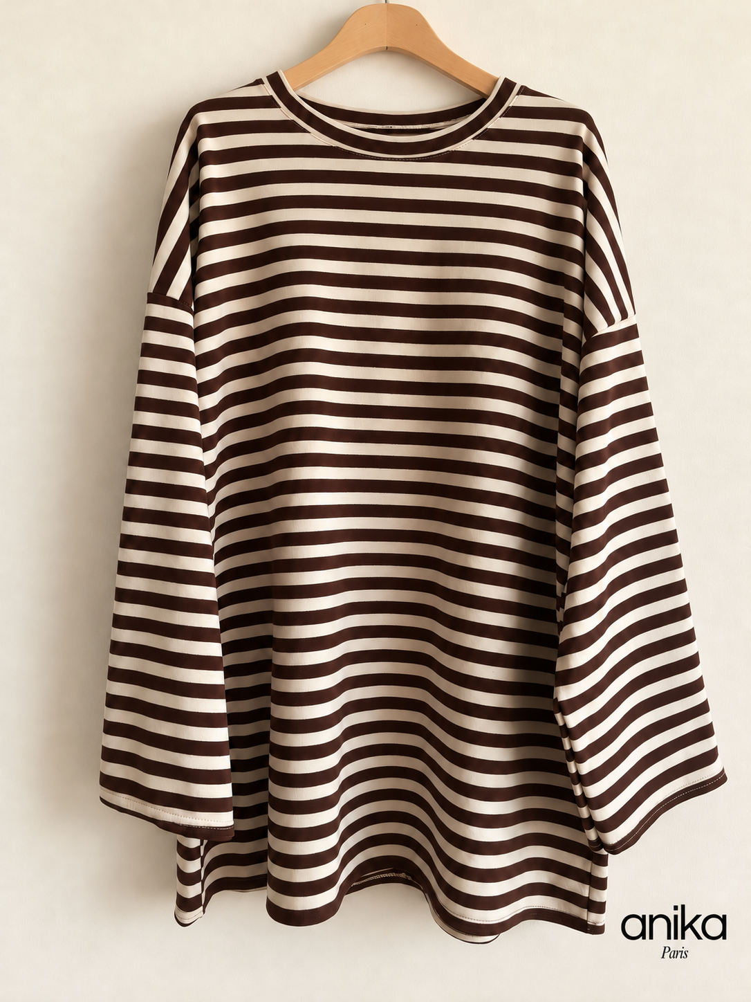 Tee-shirt Oversize Écru & Chocolat – Modest Fashion