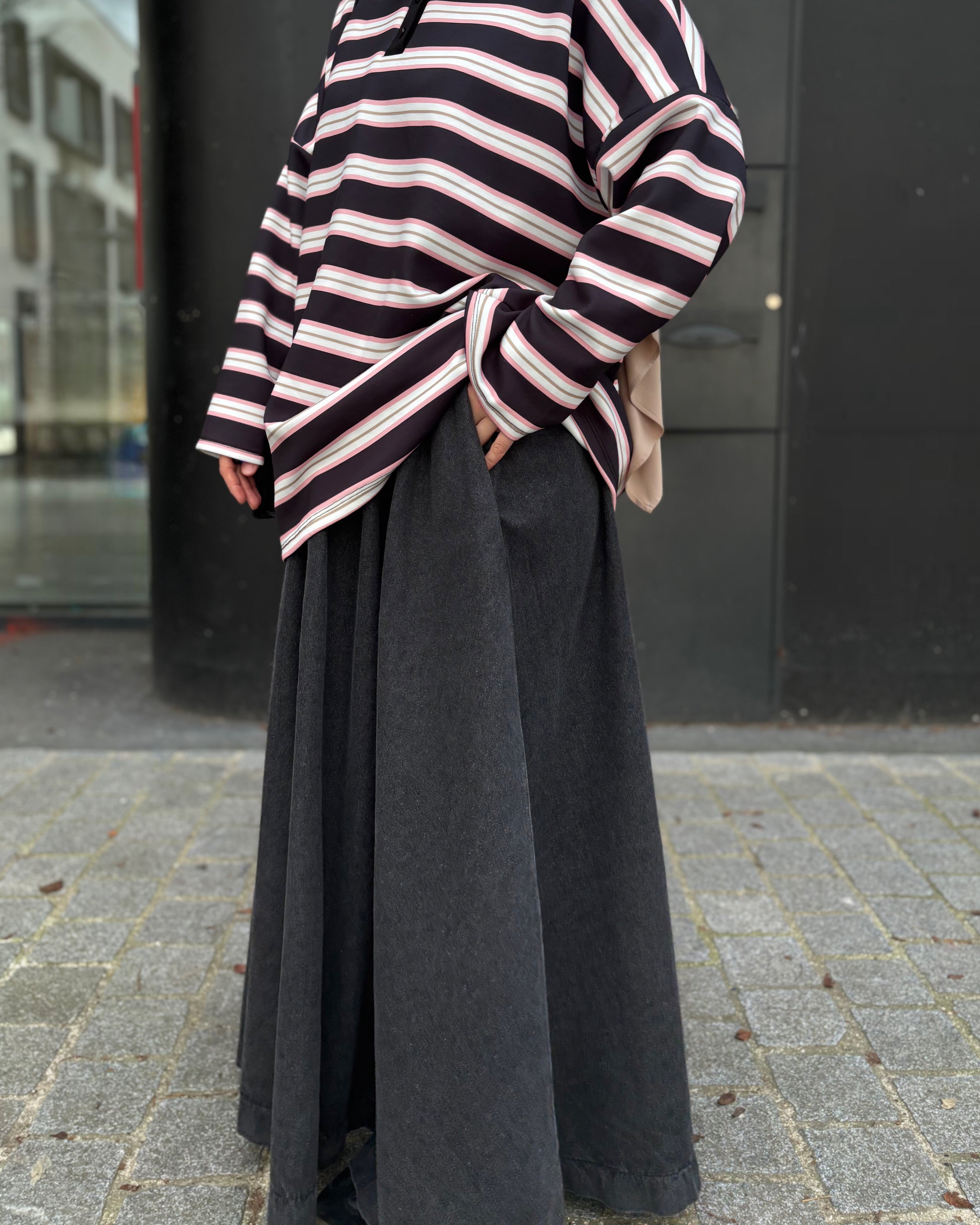 Polo manches longues rayé – Coupe oversize