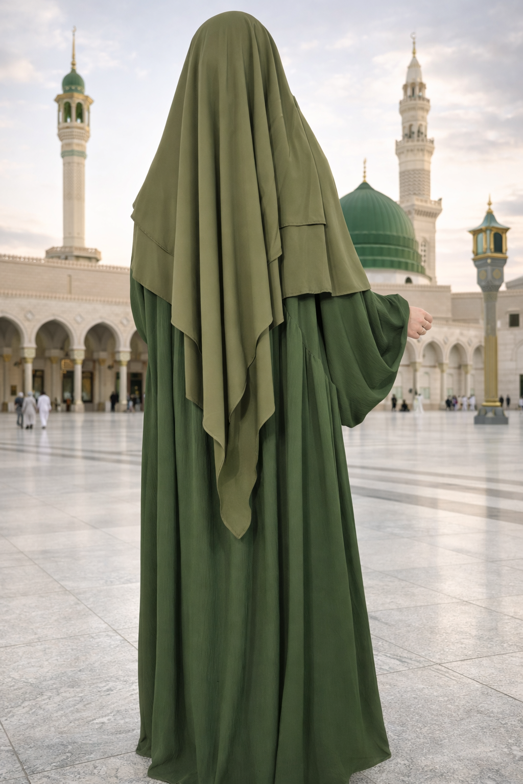 Khimar long 2 voiles en soie de Médine élégant et opaque modest fashion