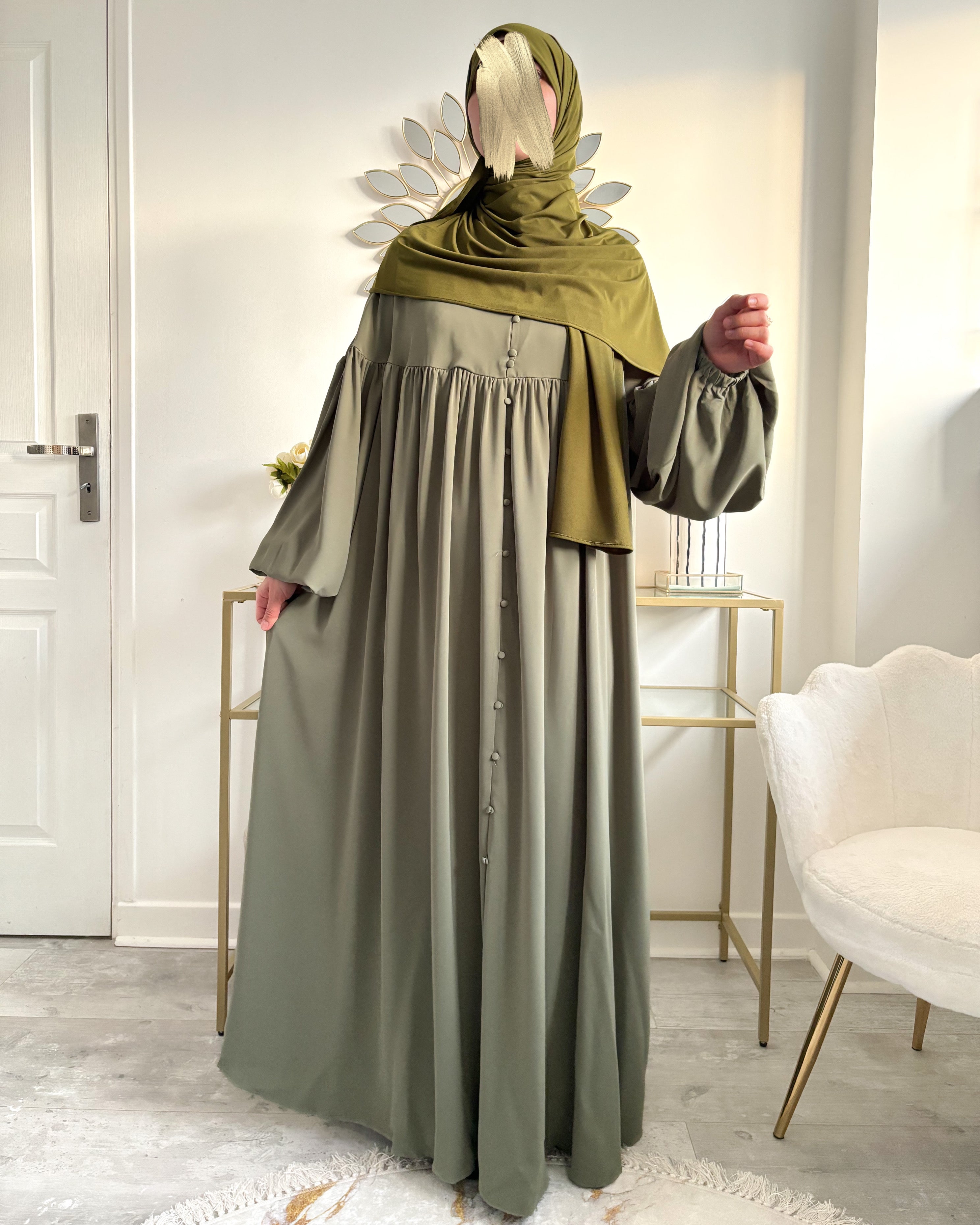 Boutons fonctionnels et décoratifs abaya Alya – finition chic et discrète