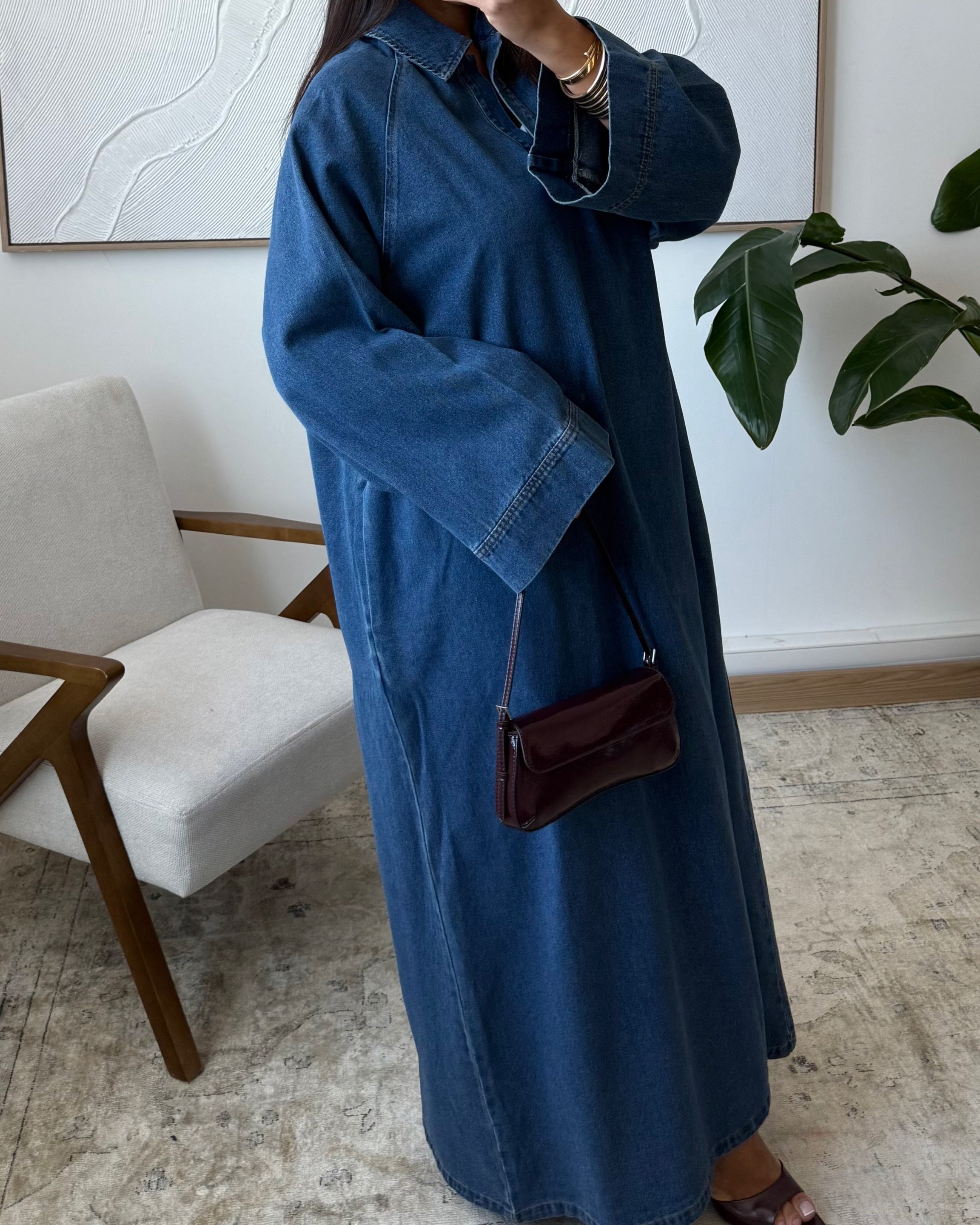 Abaya denim grande taille 100% coton clair – Modest Fashion Curve