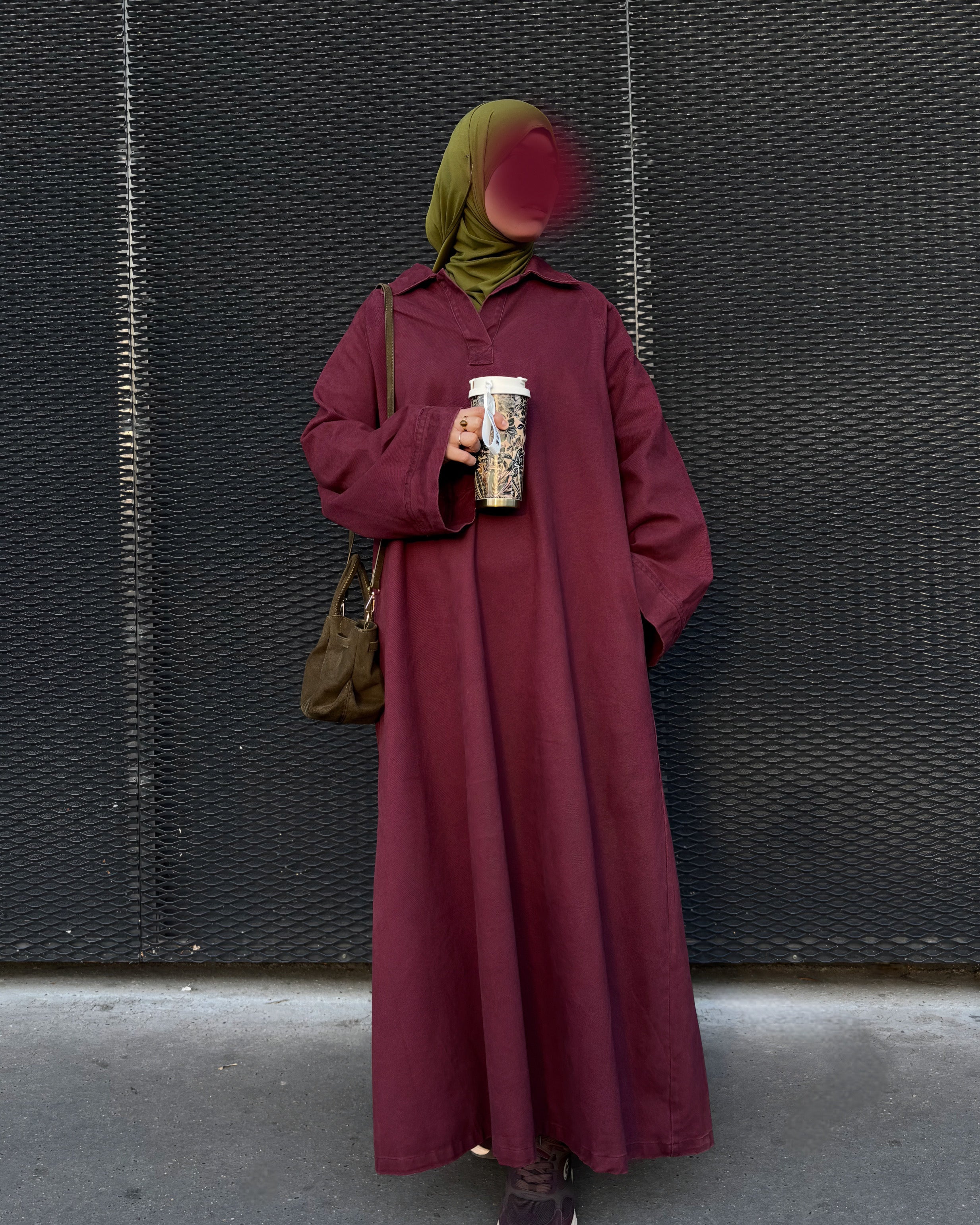abaya jean bordeaux foncé femme musulmane modest fashion