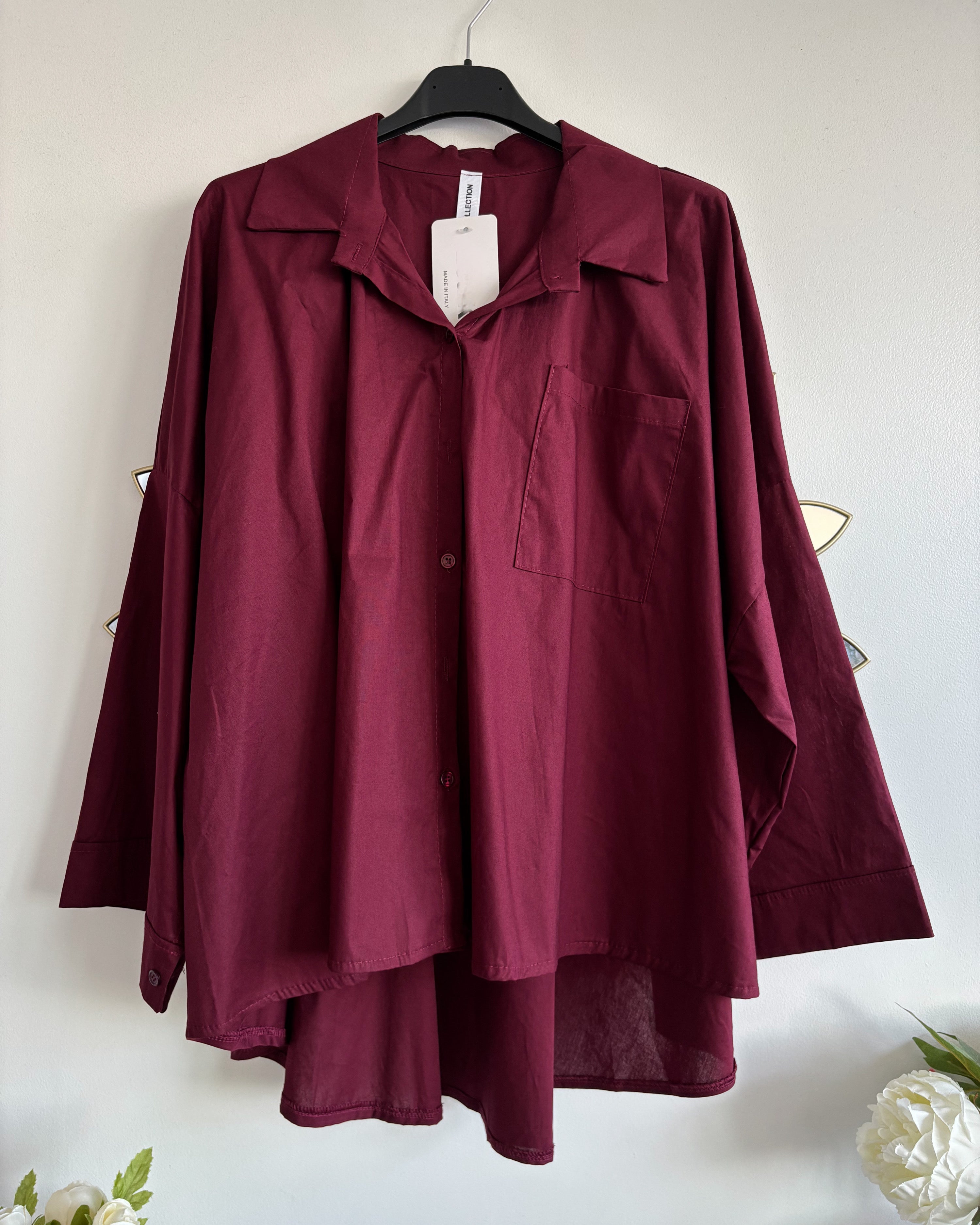 chemise oversize bordeau