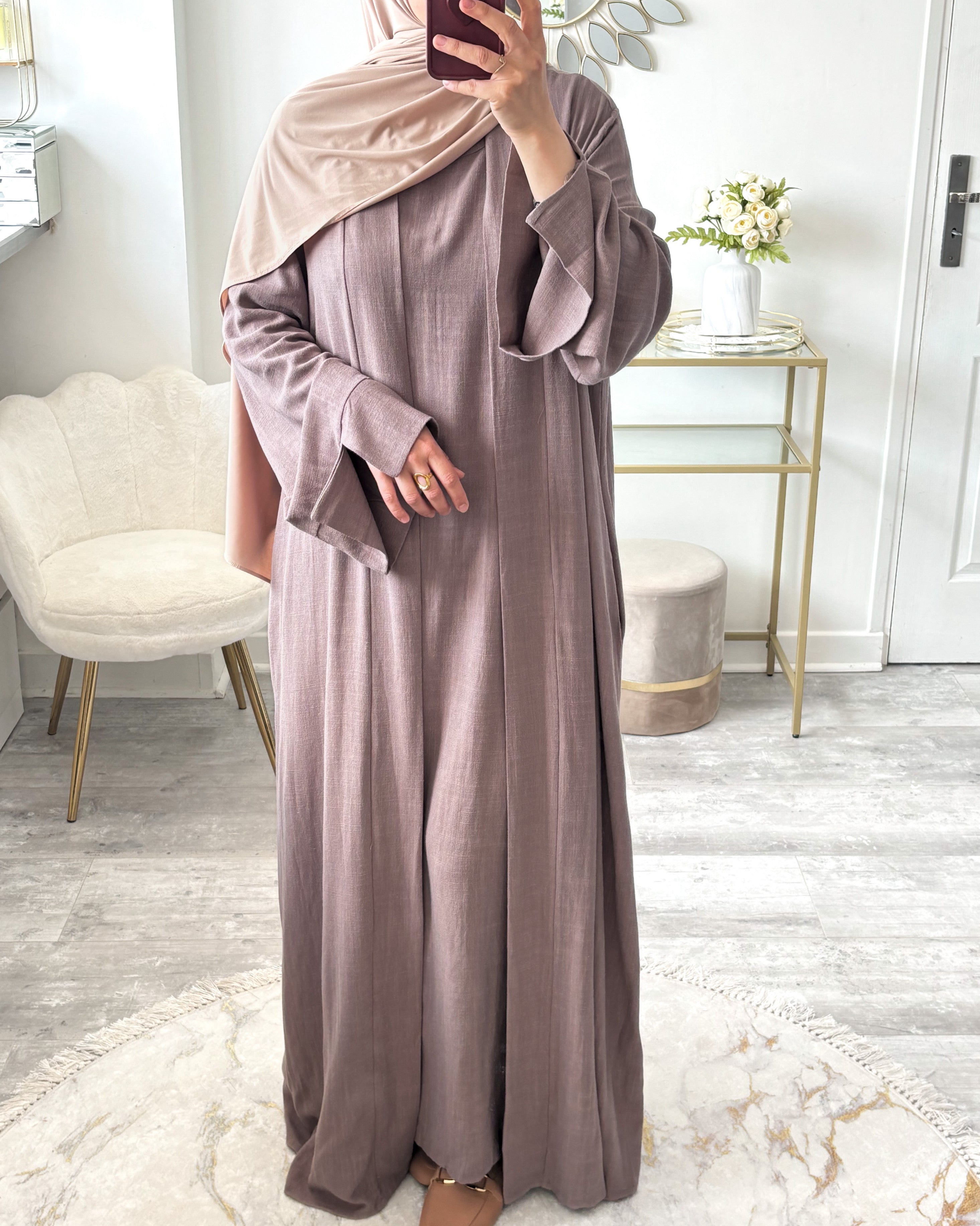 Ensemble Nihal avec hijab assorti – look pudique et naturel pour l’été