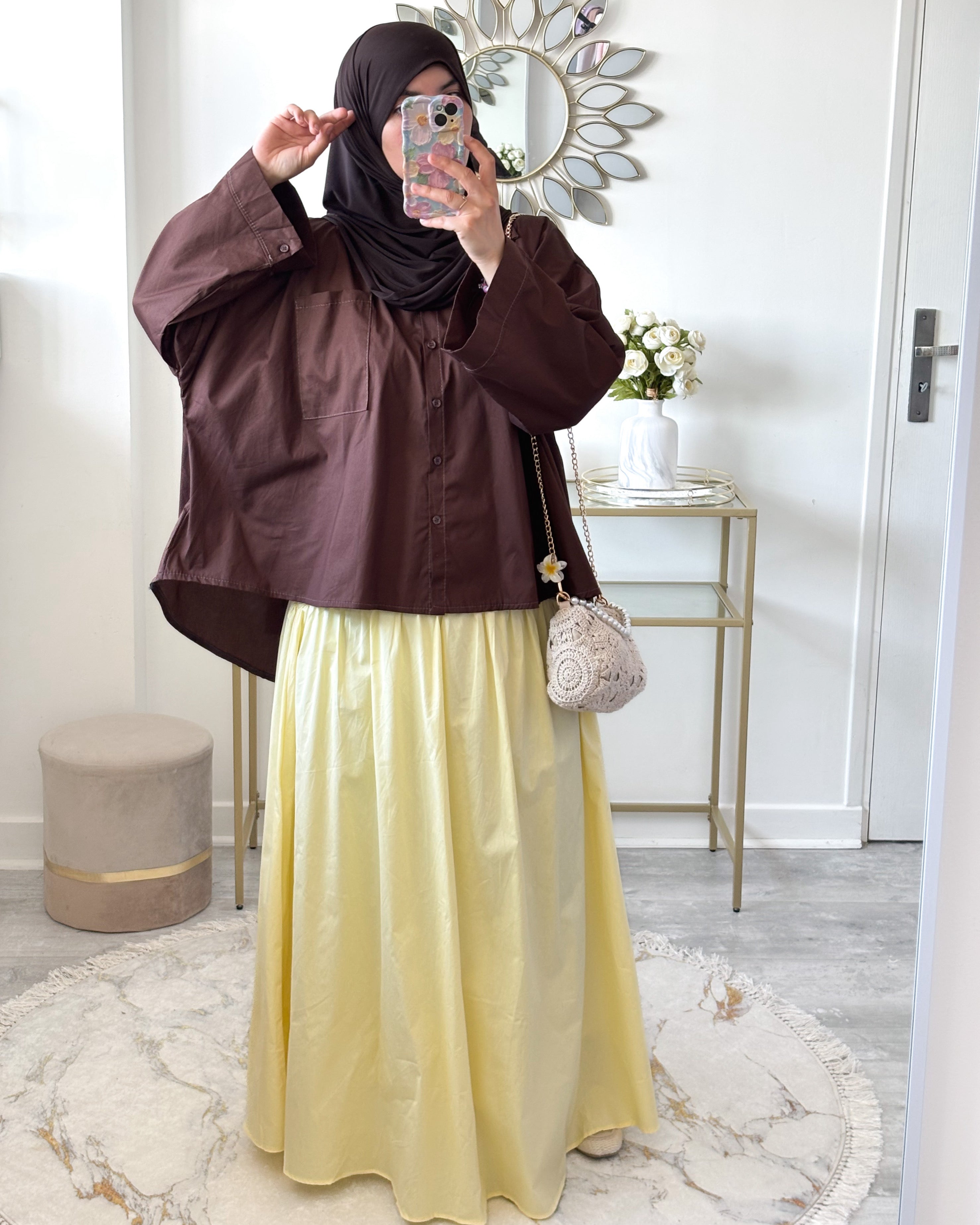 belle jupe longue en coton jaune clair