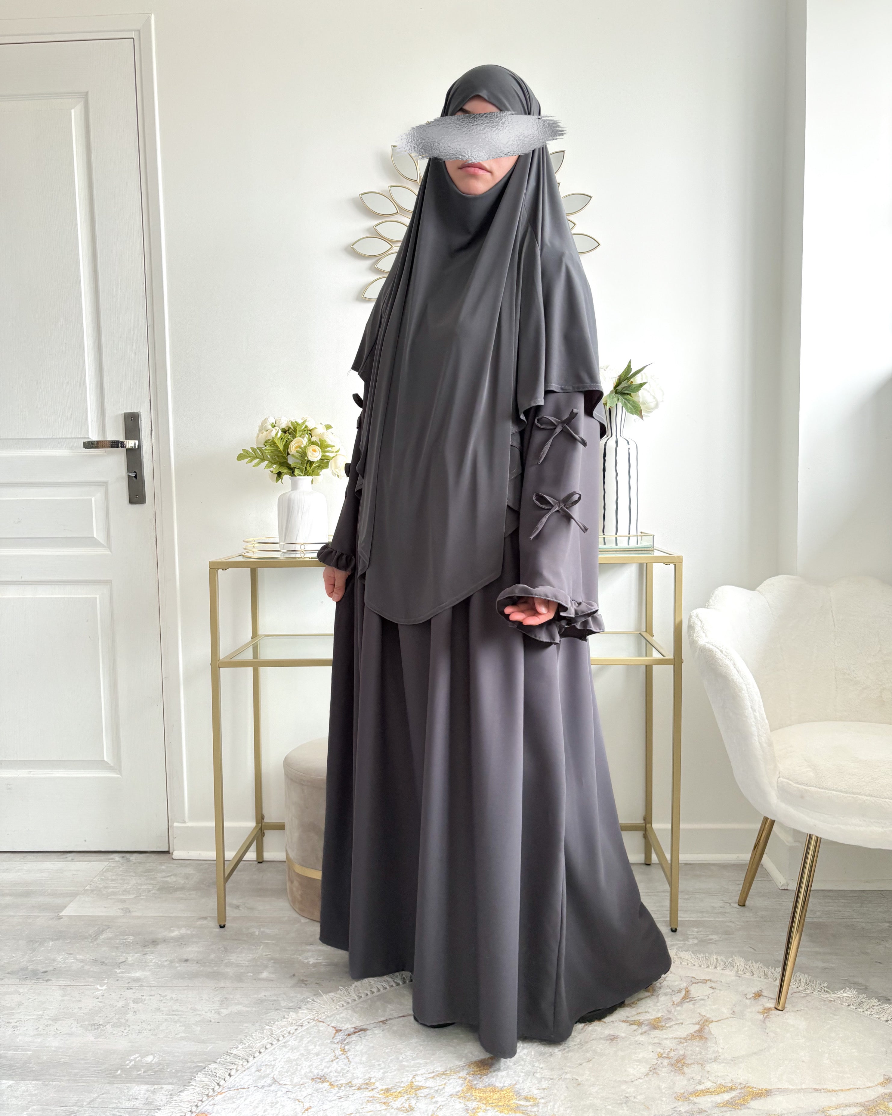 khimar jersey maxi confortable gris foncé